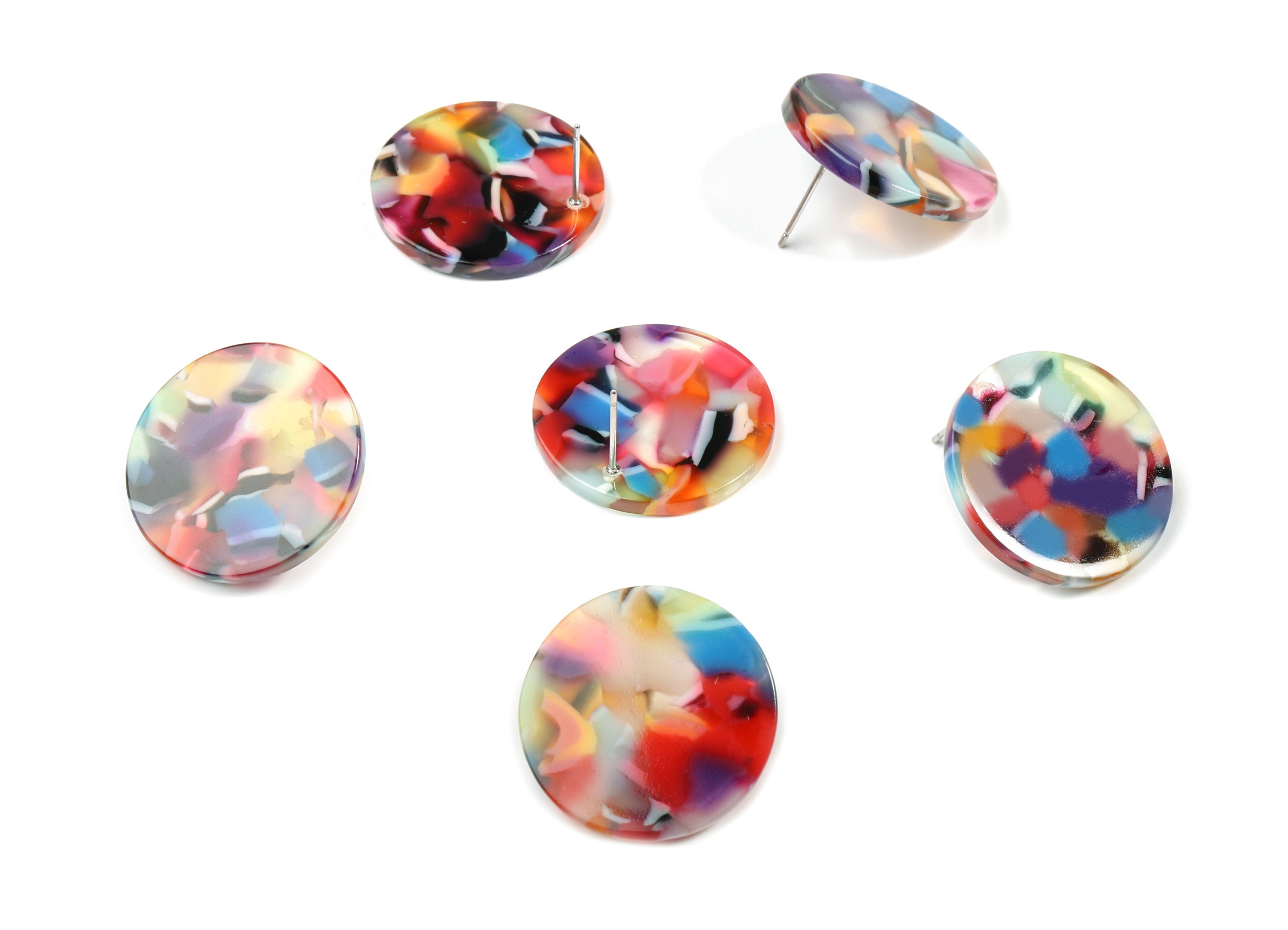Acetate Round Earring St ud- Circle Earring Post - Earring Post - Jewelry Supplies - Color Code: A21- 24.78x24.78x2.63mm - AC1813-A21 - DOMEDBAZAAR