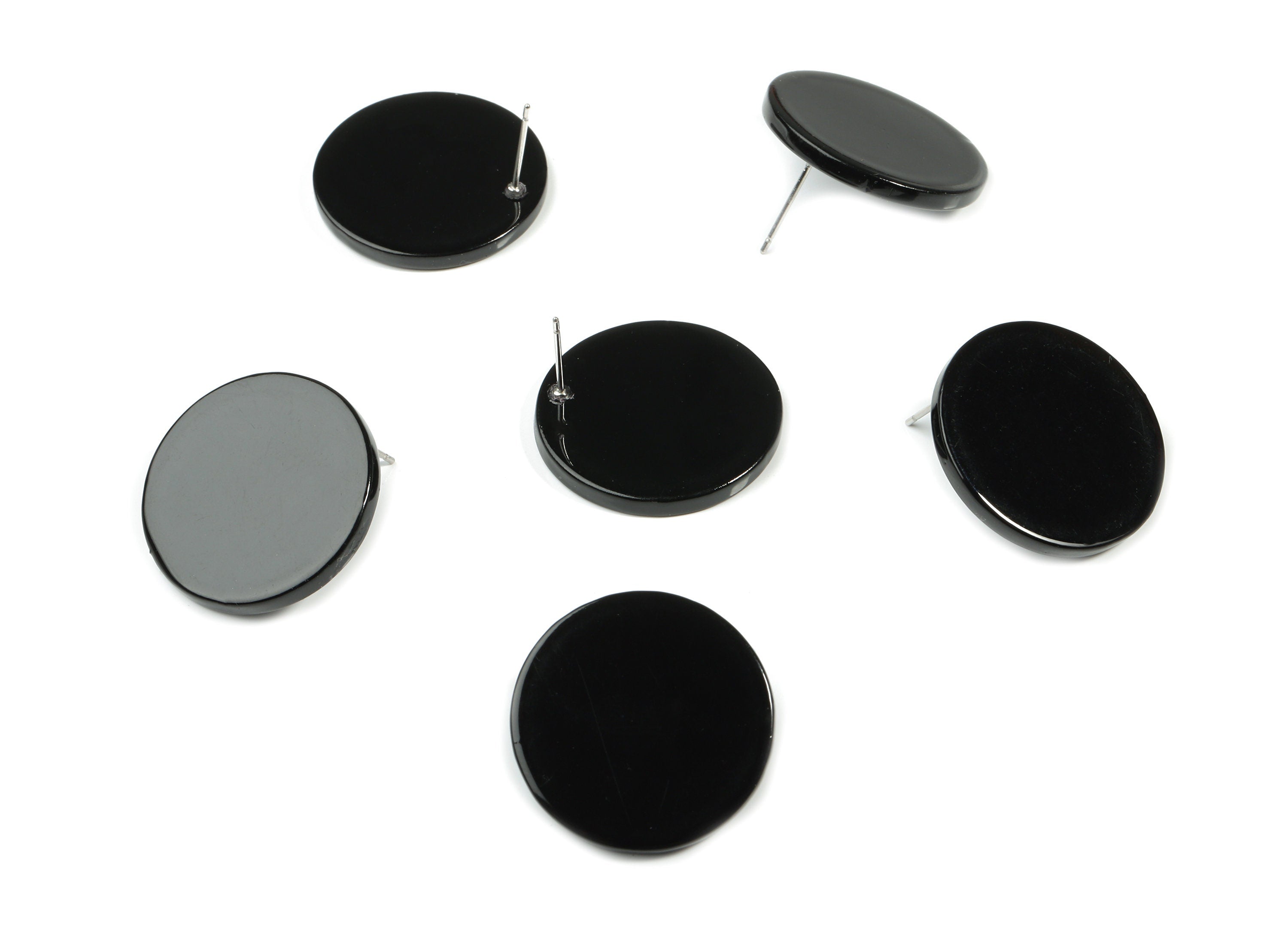 Acrylic Round Earring Stud - Circle Earring Post - Earring Post - Jewelry Supplies - Color Code: A66 - 24.8x24.8x2.62mm - AC1813-A66 - DOMEDBAZAAR