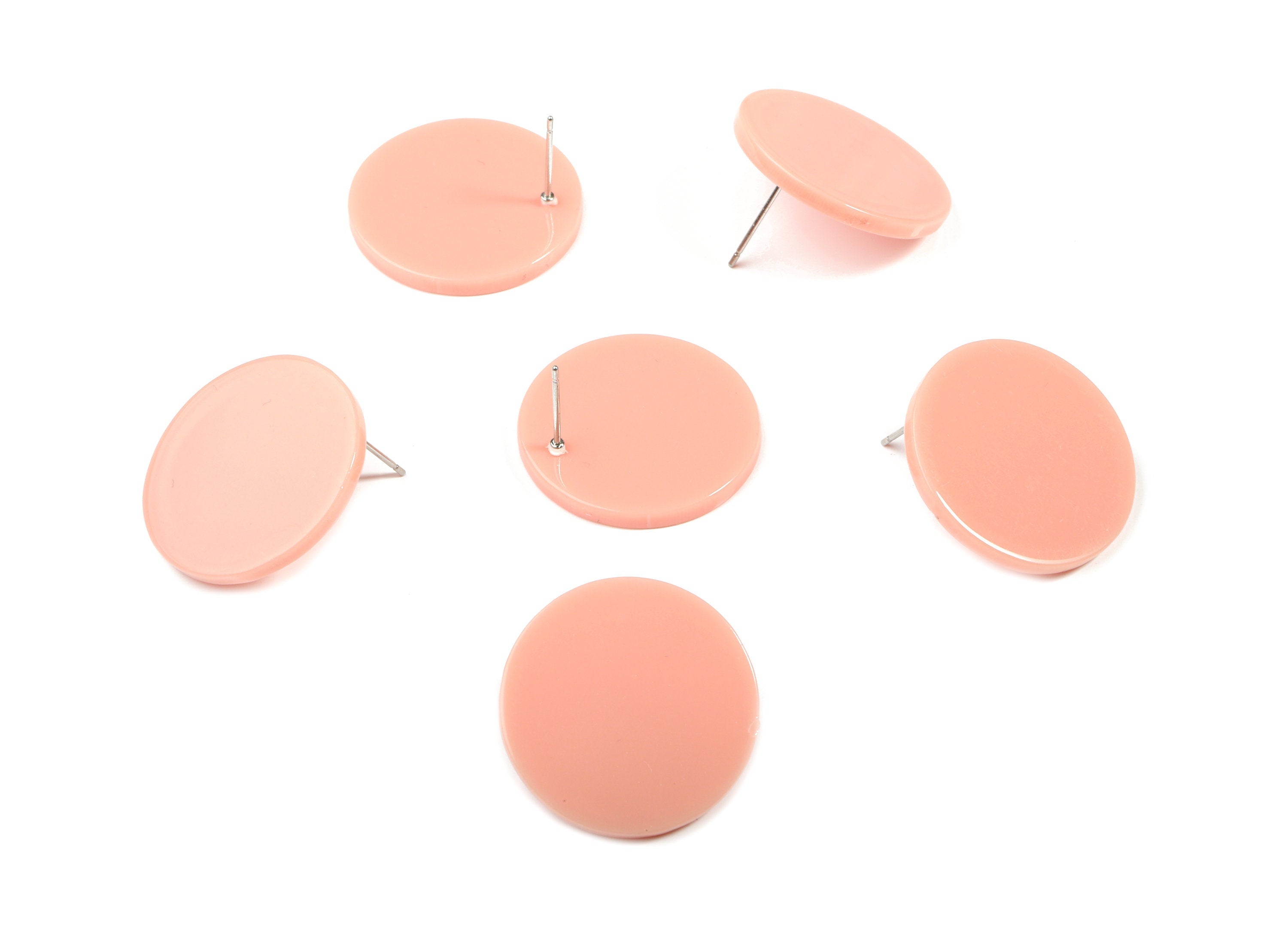 Acrylic Round Earring Stud - Circle Earring Post - Earring Post - Jewelry Supplies - Color Code: A394 - 24.8x24.8x2.45mm - AC1813-A394 - DOMEDBAZAAR