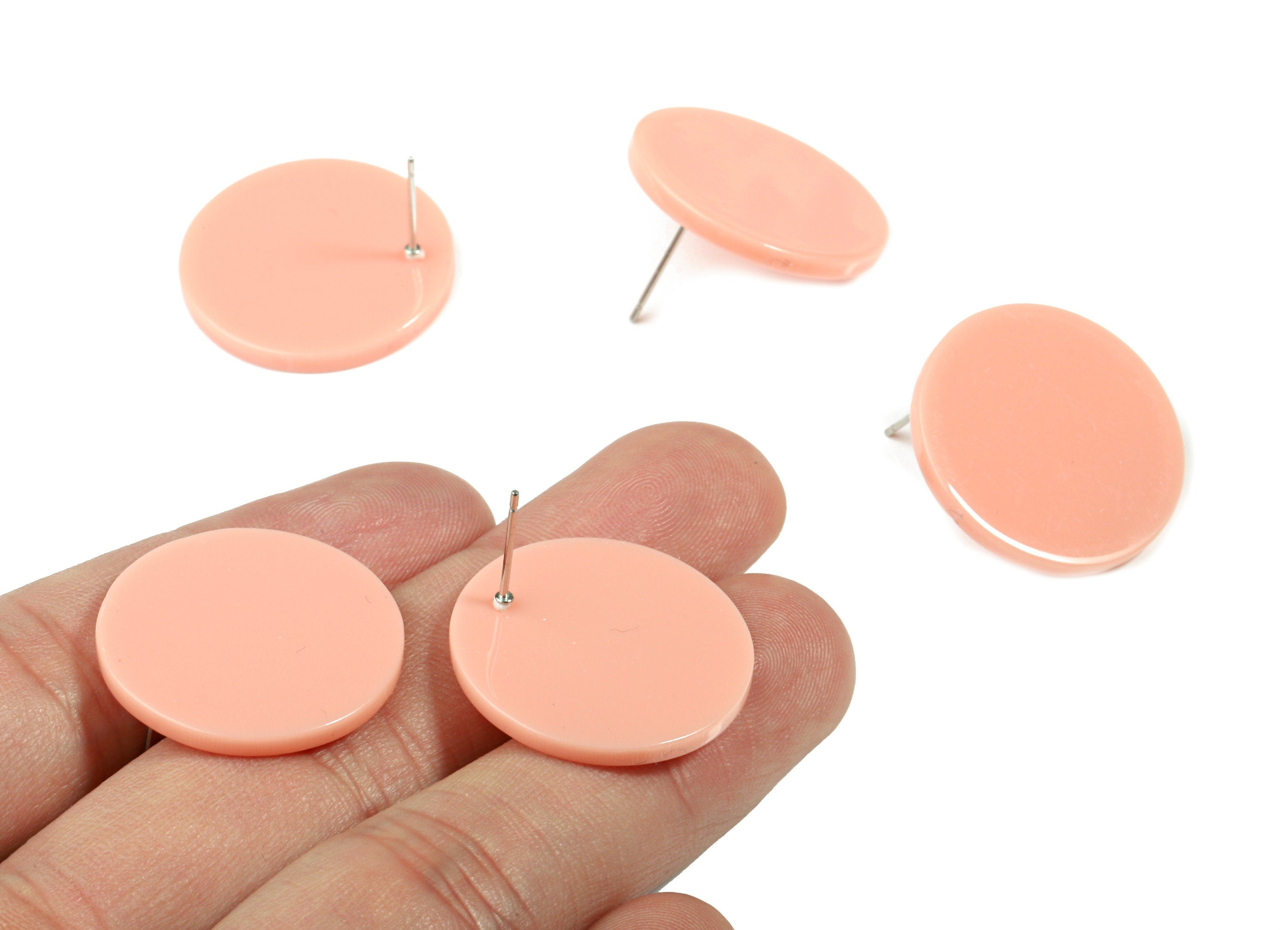 Acrylic Round Earring Stud - Circle Earring Post - Earring Post - Jewelry Supplies - Color Code: A394 - 24.8x24.8x2.45mm - AC1813-A394 - DOMEDBAZAAR