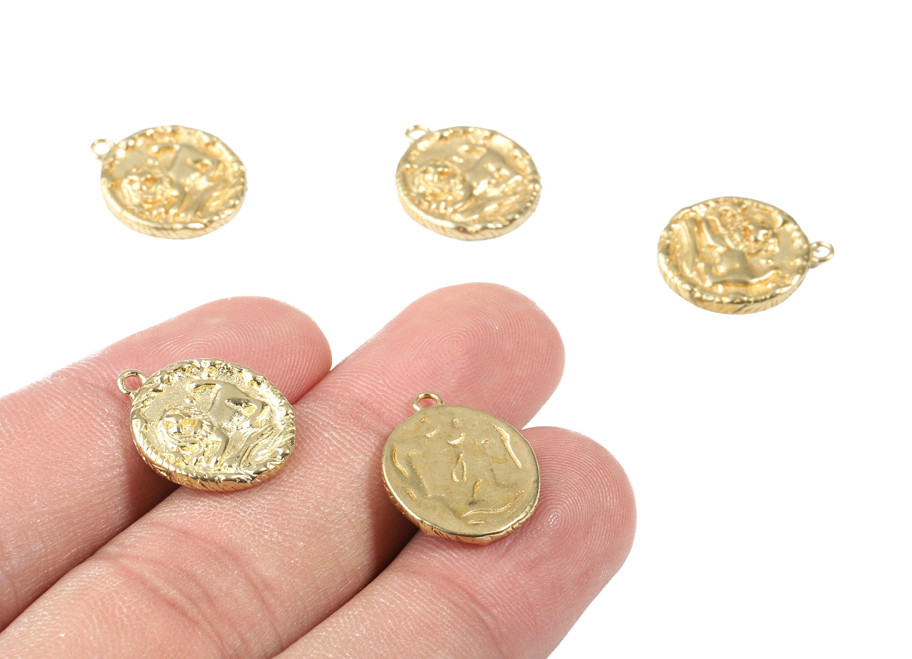 Brass Leo Earring Charms - Raw Brass Horoscopes Pendant and Necklace - Earring Findings - Jewelry Supplies - 16.59x14.39x2.25mm - PP2987 - DOMEDBAZAAR