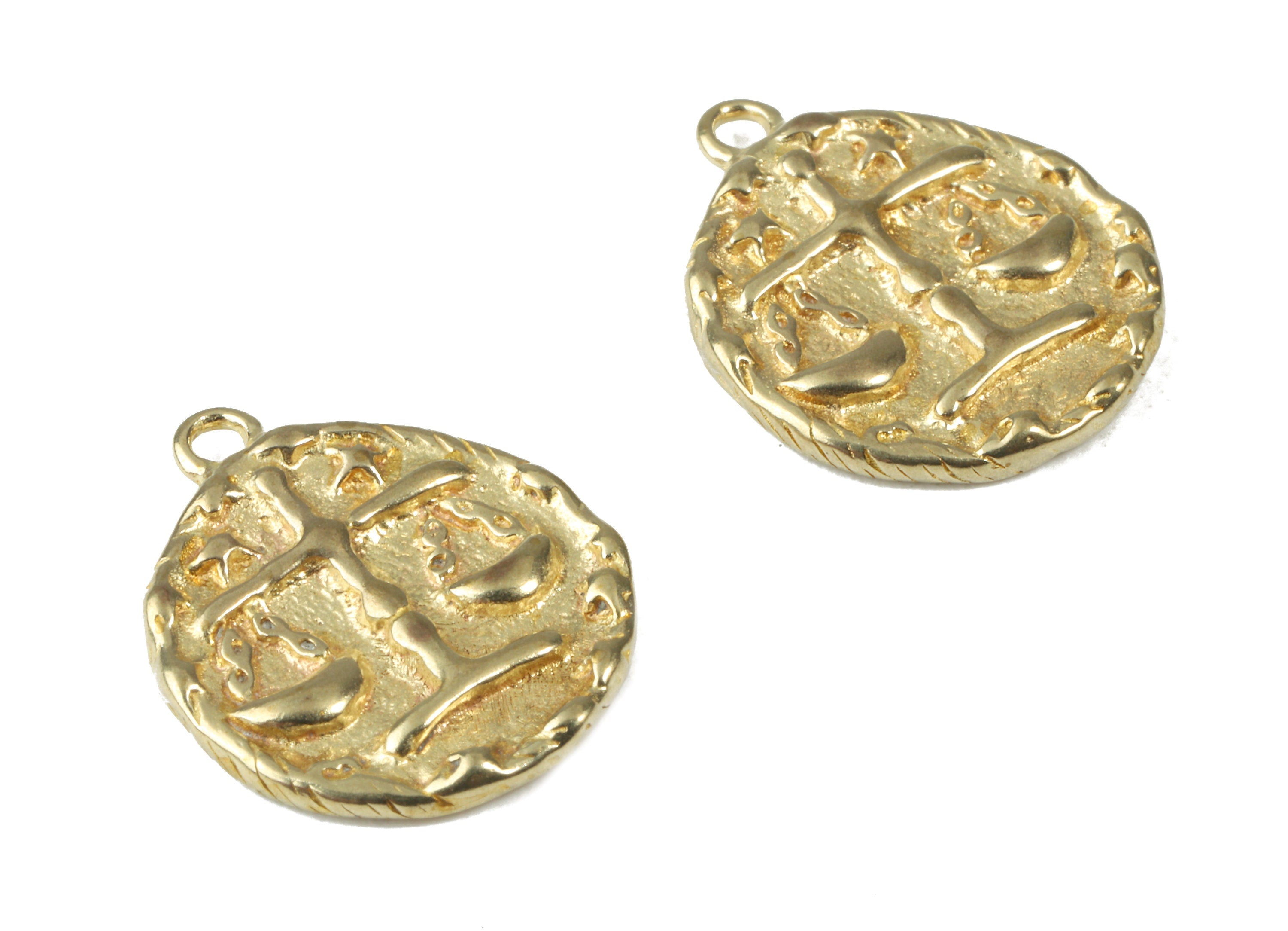 Brass Libra Earring Charms - Raw Brass Horoscopes Pendant and Necklace - Earring Finding - Jewelry Supplies - 16.59x14.39x2.25mm - PP2994 - DOMEDBAZAAR