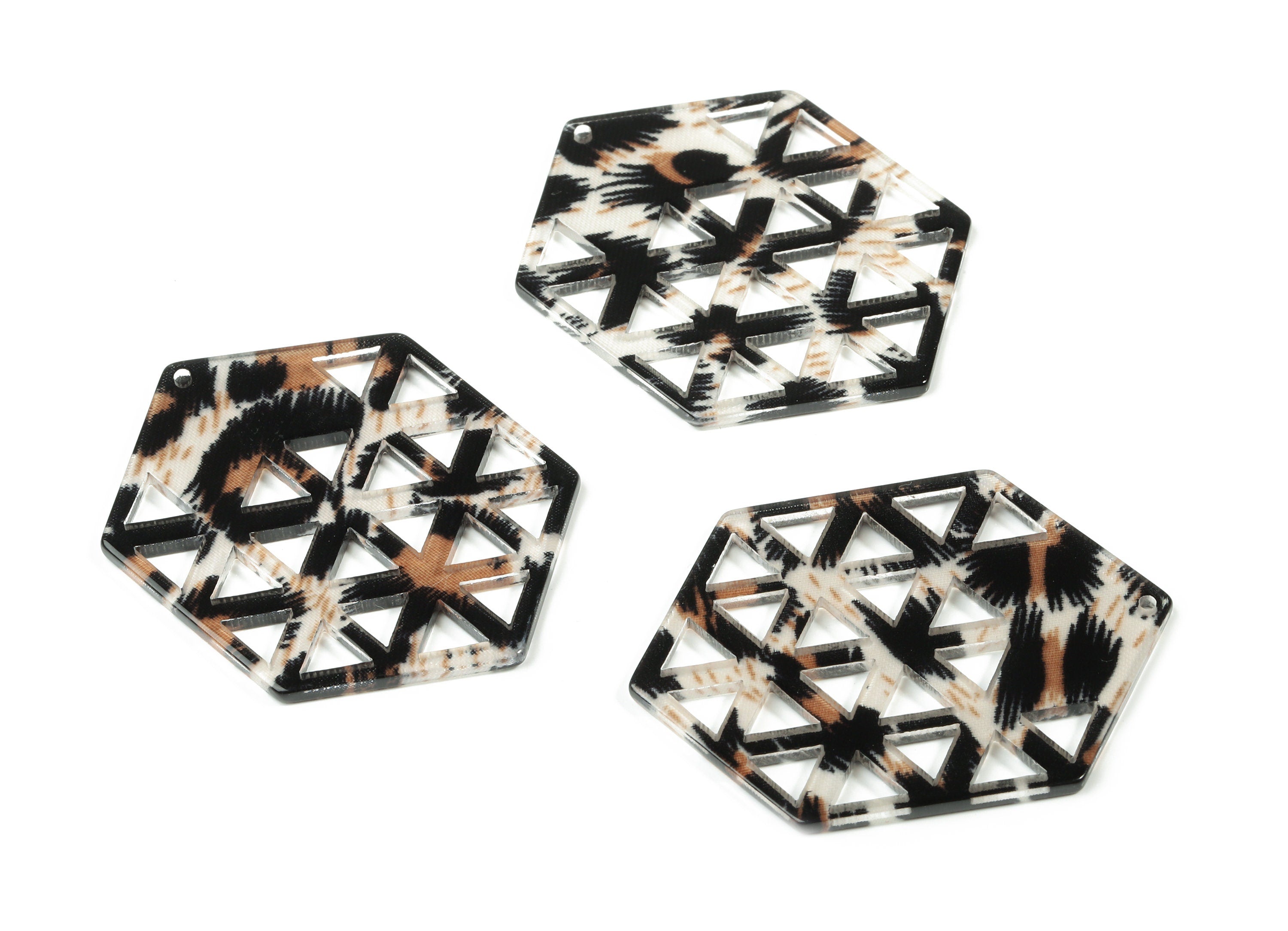 Acrylic Hexagon Earring Charm - Honeycomb Pendant - Earring Findings - Jewelry Supplies - Color Code:A266 - 52.53x39.54x2.3mm - AC1821-A266 - DOMEDBAZAAR