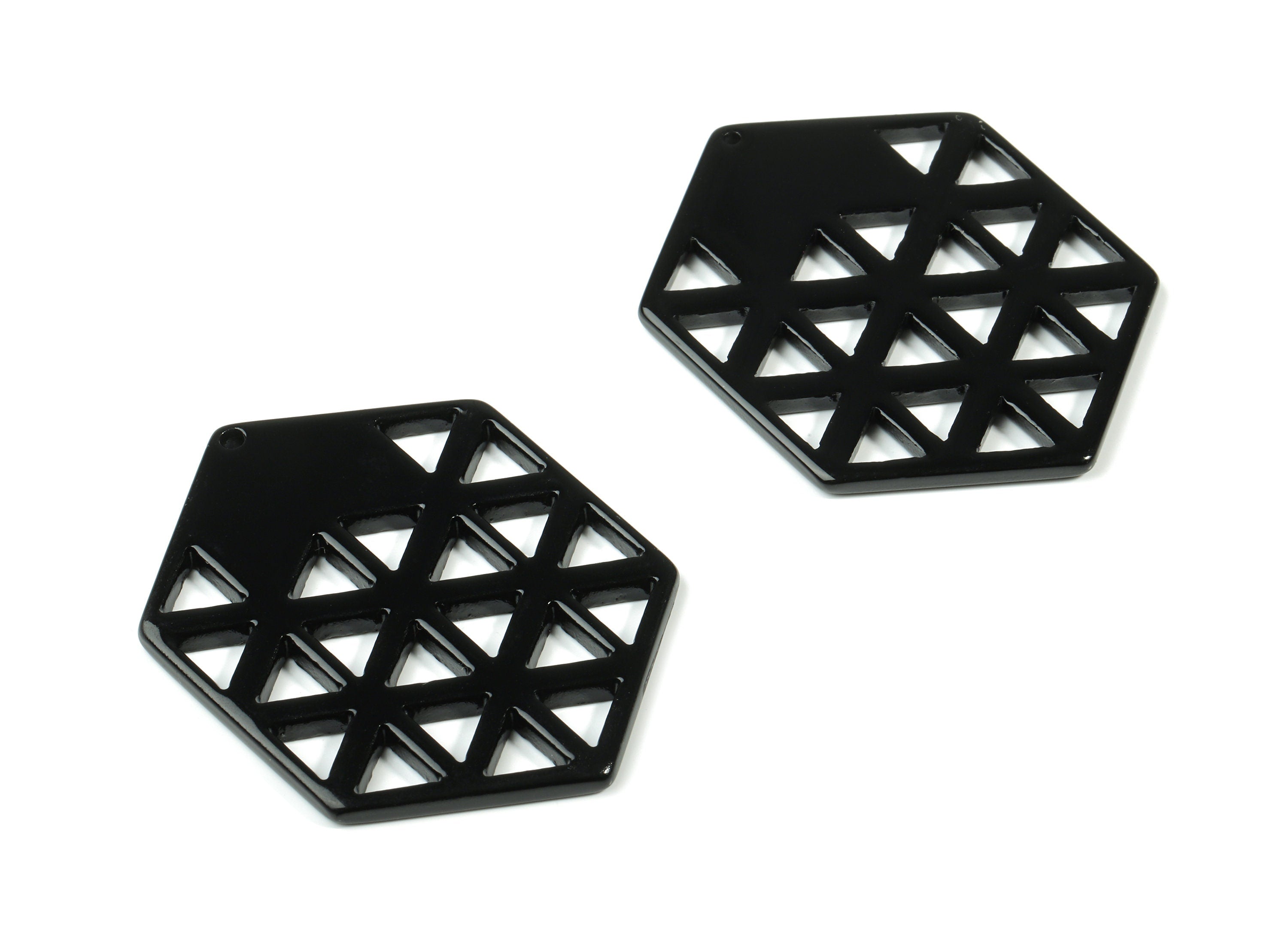 Acrylic Hexagon Earring Charm - Honeycomb Pendant - Earring Findings - Jewelry Supplies - Color Code:A66 - 52.25x39.44x2.61mm - AC1821-A66 - DOMEDBAZAAR