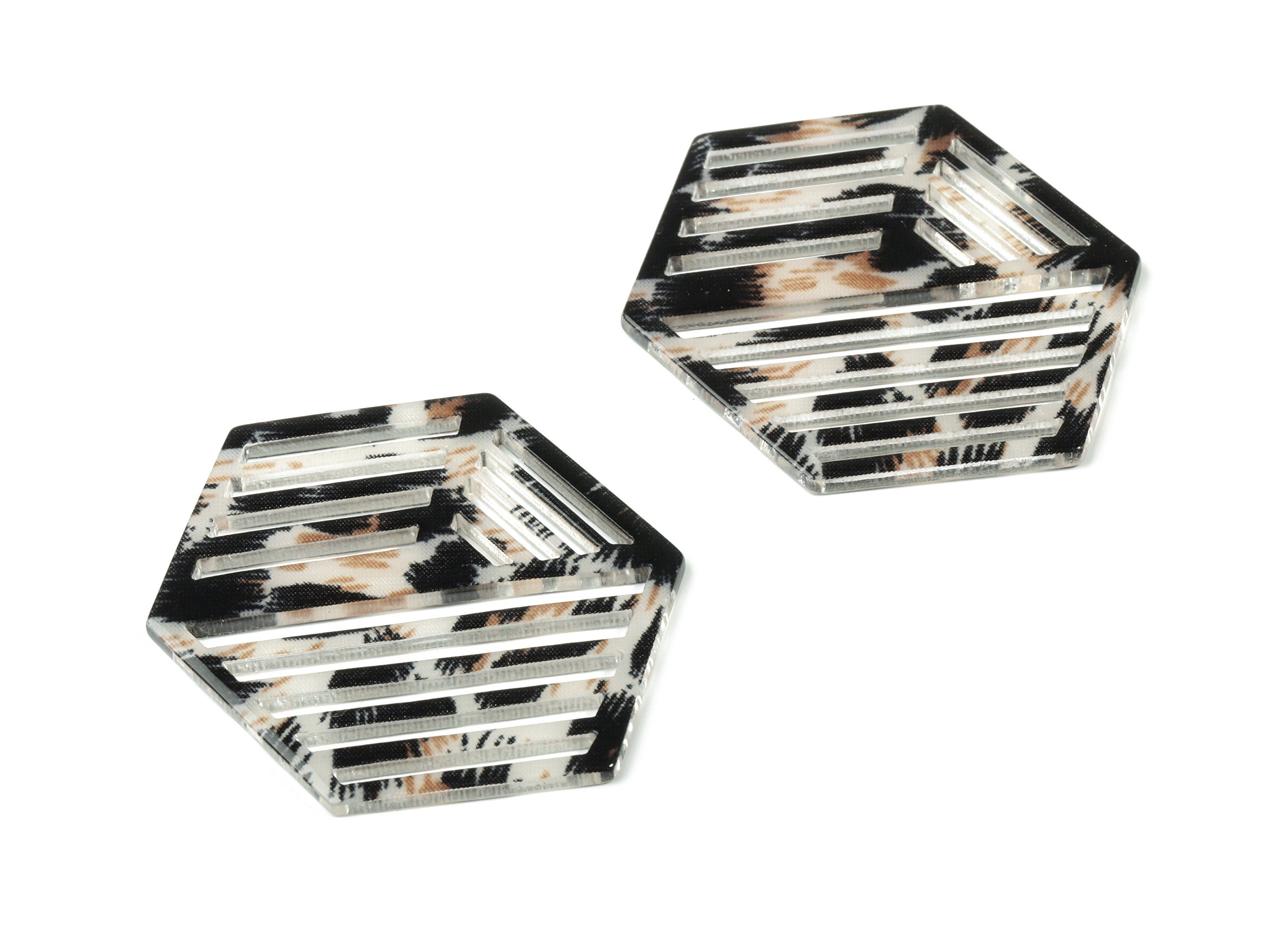 Acrylic Hexagon Earring Charm - Hexagon Pendant - Earring Findings - Jewelry Supplies - Color Code:A266 - 52.57x39.45x2.24mm - AC1822-A266 - DOMEDBAZAAR