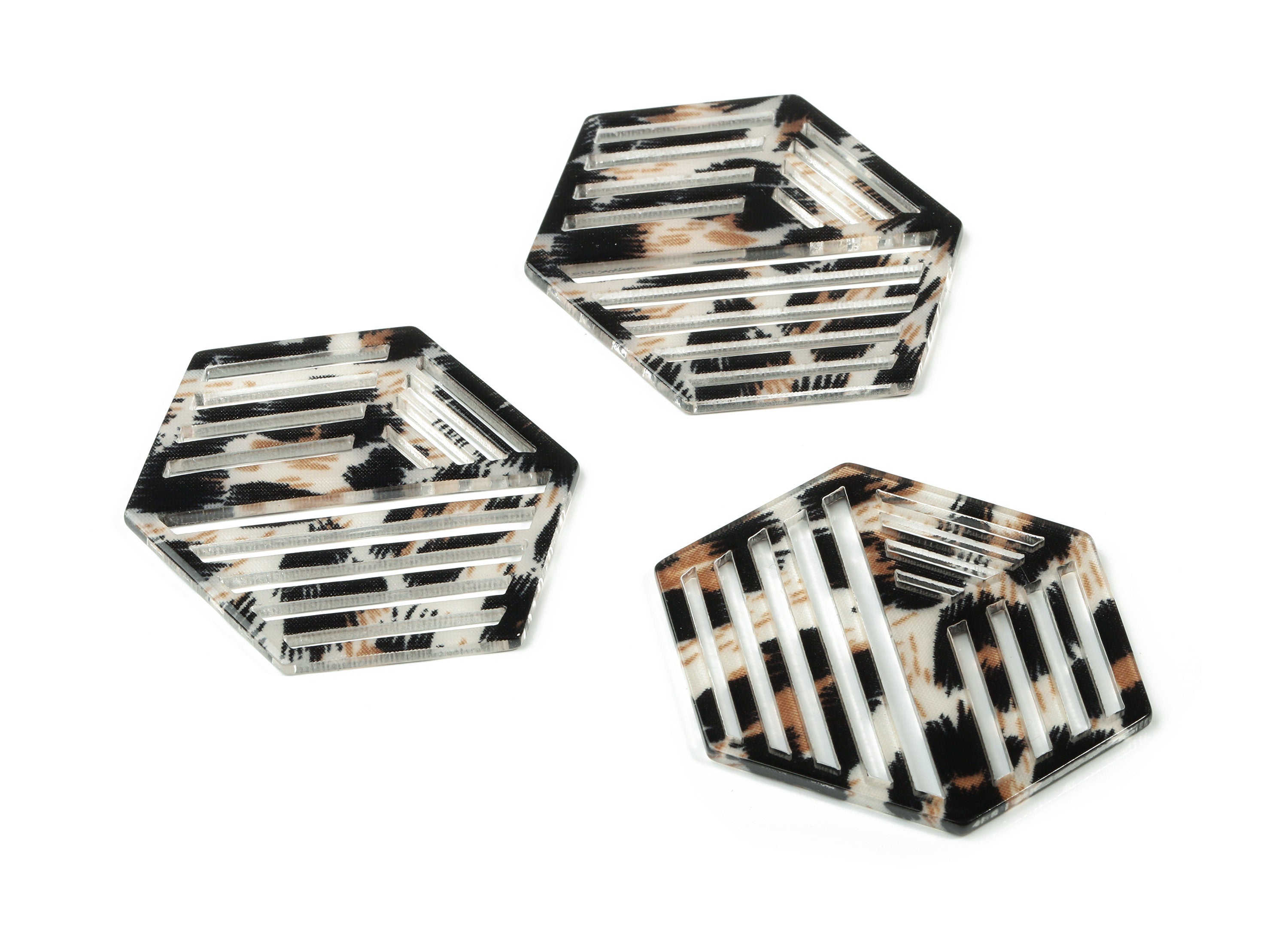 Acrylic Hexagon Earring Charm - Hexagon Pendant - Earring Findings - Jewelry Supplies - Color Code:A266 - 52.57x39.45x2.24mm - AC1822-A266 - DOMEDBAZAAR