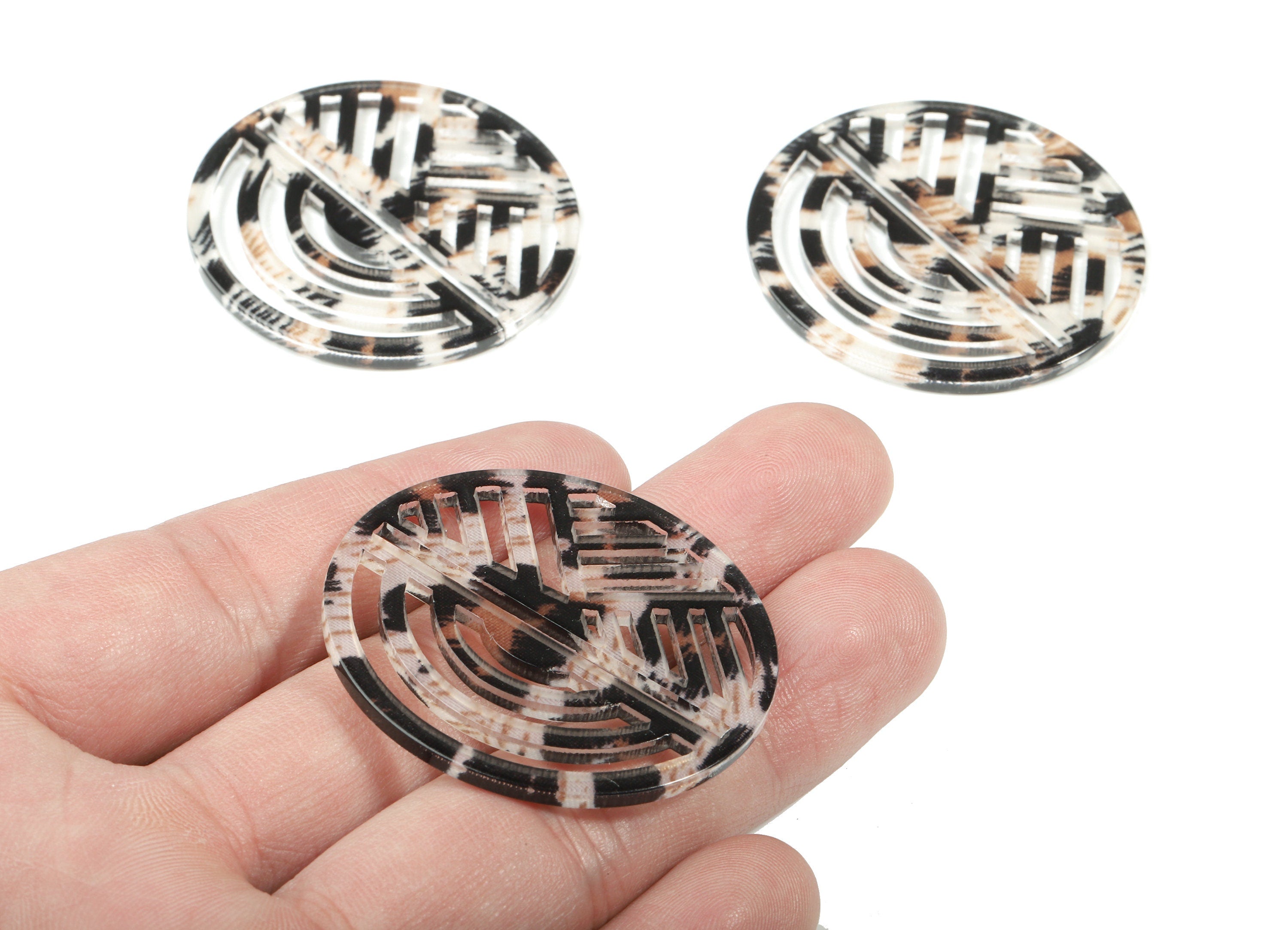 Acrylic Oval Earring Charms - Geometric Pendant - Earring Findings - Jewelry Supplies - Color Code:A266 - 42.68x39.61x2.19mm - AC1824-A266 - DOMEDBAZAAR