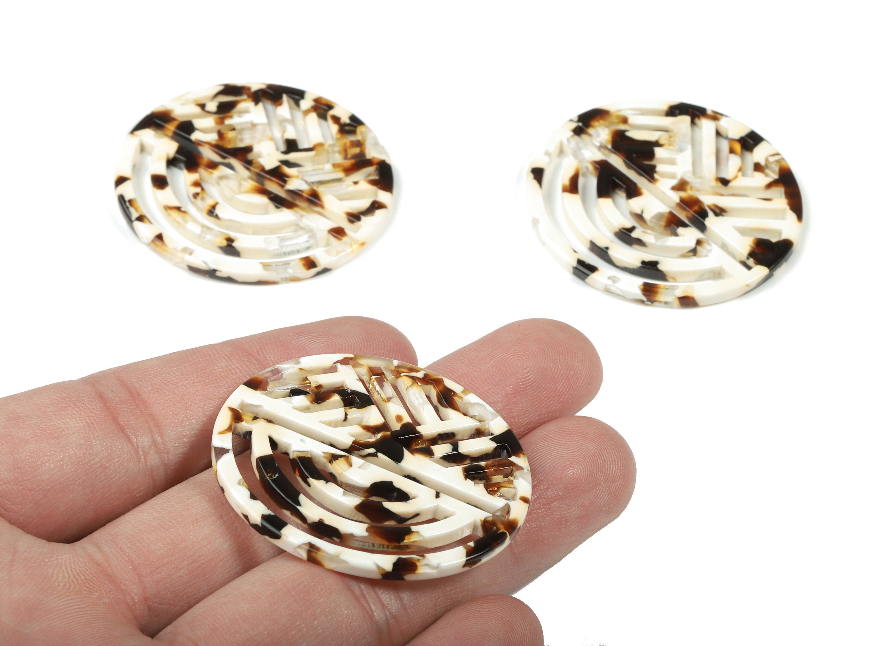 Acetate Oval Earring Charms - Geometric Pendant - Earring Findings - Jewelry Supplies - Color Code:A257 - 42.54x39.31x2.55mm - AC1824-A257 - DOMEDBAZAAR