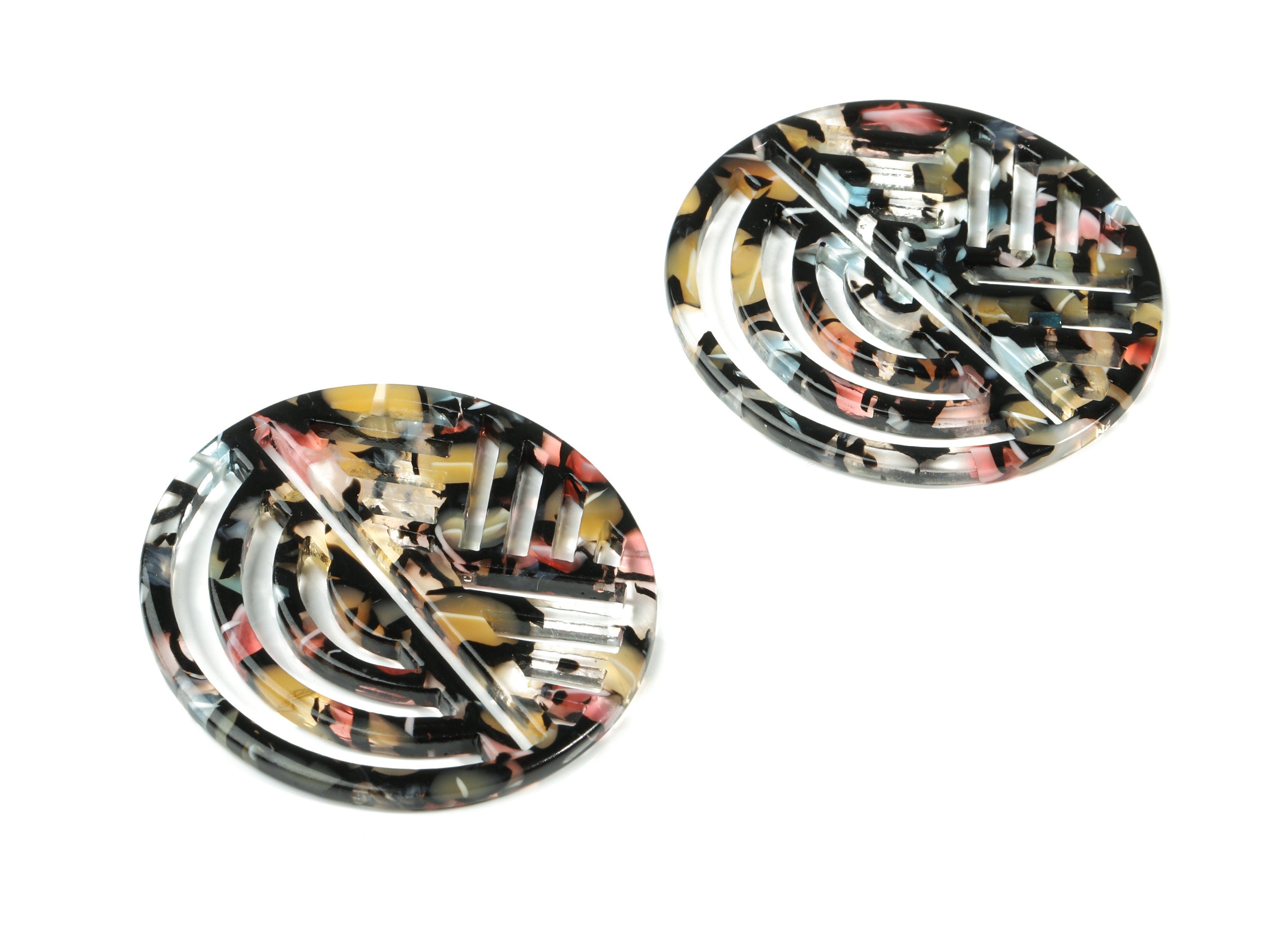 Acetate Oval Earring Charms - Geometric Pendant - Earring Findings - Jewelry Supplies - Color Code:A343 - 42.42x39.35x2.43mm - AC1824-A343 - DOMEDBAZAAR