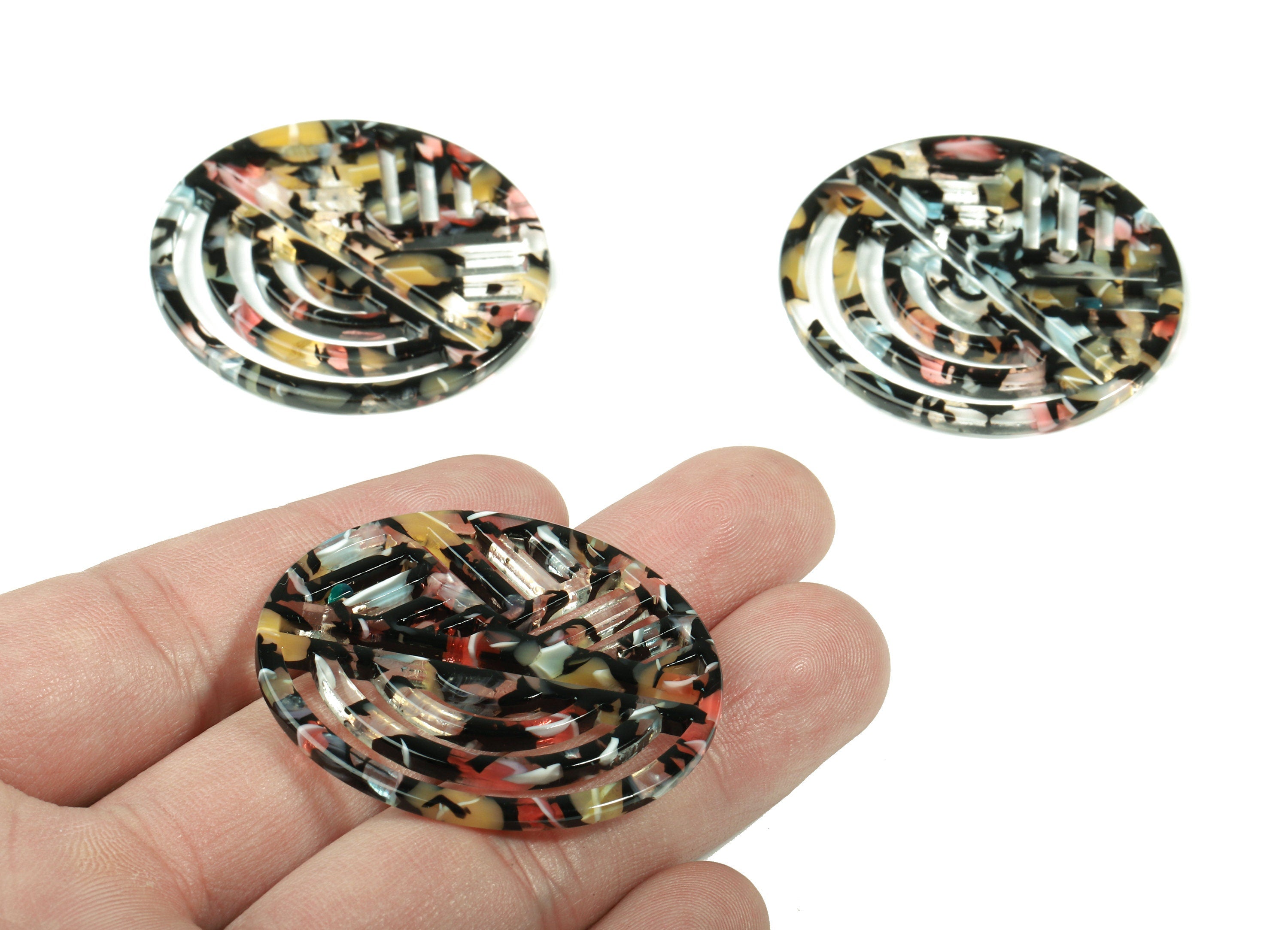 Acetate Oval Earring Charms - Geometric Pendant - Earring Findings - Jewelry Supplies - Color Code:A343 - 42.42x39.35x2.43mm - AC1824-A343 - DOMEDBAZAAR