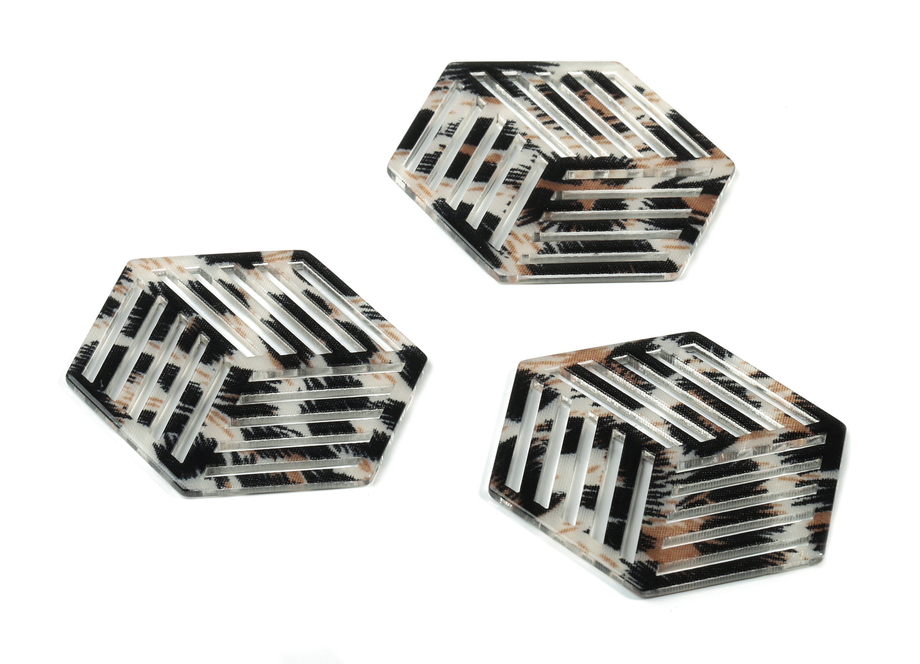 Acrylic Hexagon Earring Charm - Hexagon Pendant - Earring Findings - Jewelry Supplies - Color Code:A266 - 45.08x34.59x1.85mm - AC1823-A266 - DOMEDBAZAAR