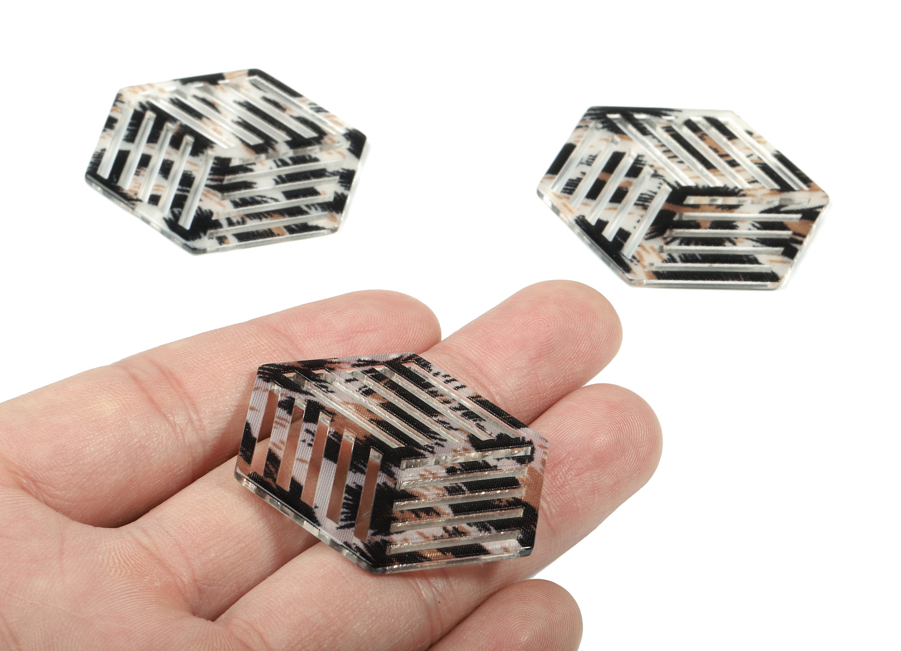 Acrylic Hexagon Earring Charm - Hexagon Pendant - Earring Findings - Jewelry Supplies - Color Code:A266 - 45.08x34.59x1.85mm - AC1823-A266 - DOMEDBAZAAR
