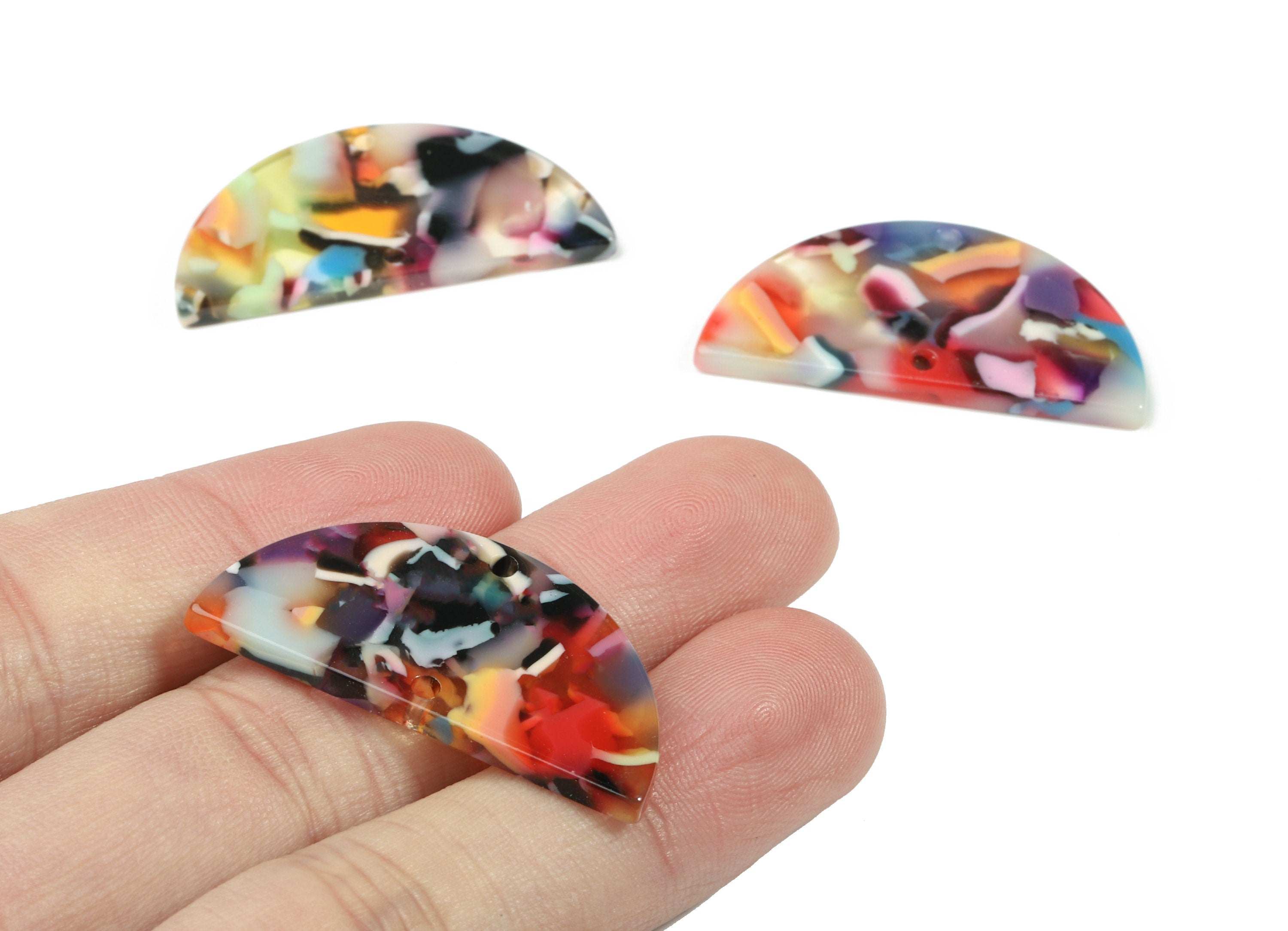 Acetate Semicircle Connectors - Half Moon Connector - Earring Findings - 2 Holes - Color Code: A21 - 36.13x17.84x2.8mm - AC1795-A21 - DOMEDBAZAAR