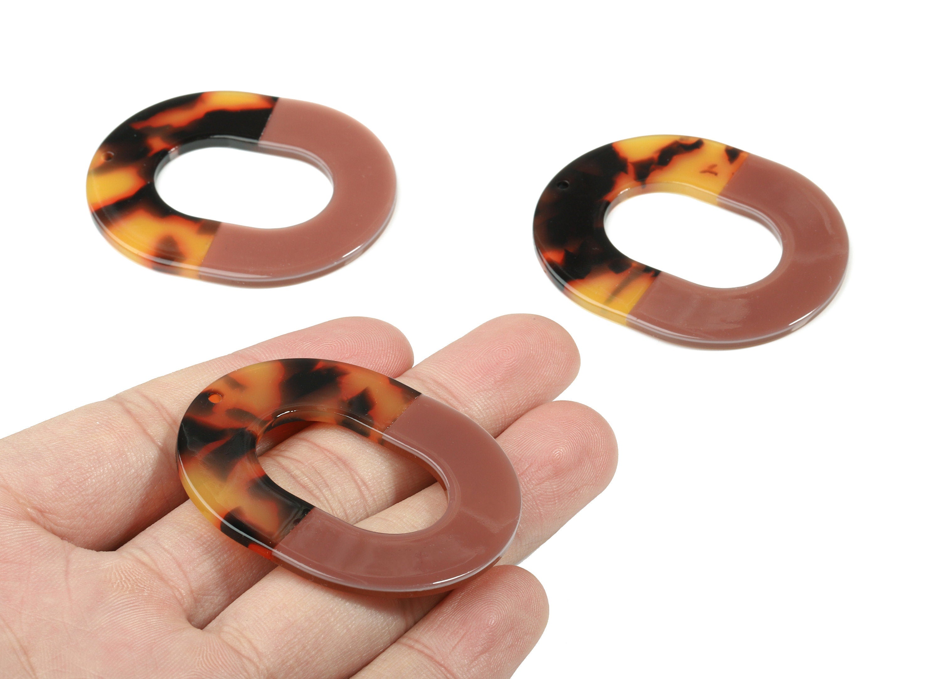 Acetate Oval Charms - Oval Earrings and Pendant - Earring Findings - Jewelry Supplies - Color Code: A02 - 50.2x41.68x2.62mm - AC1236C - DOMEDBAZAAR
