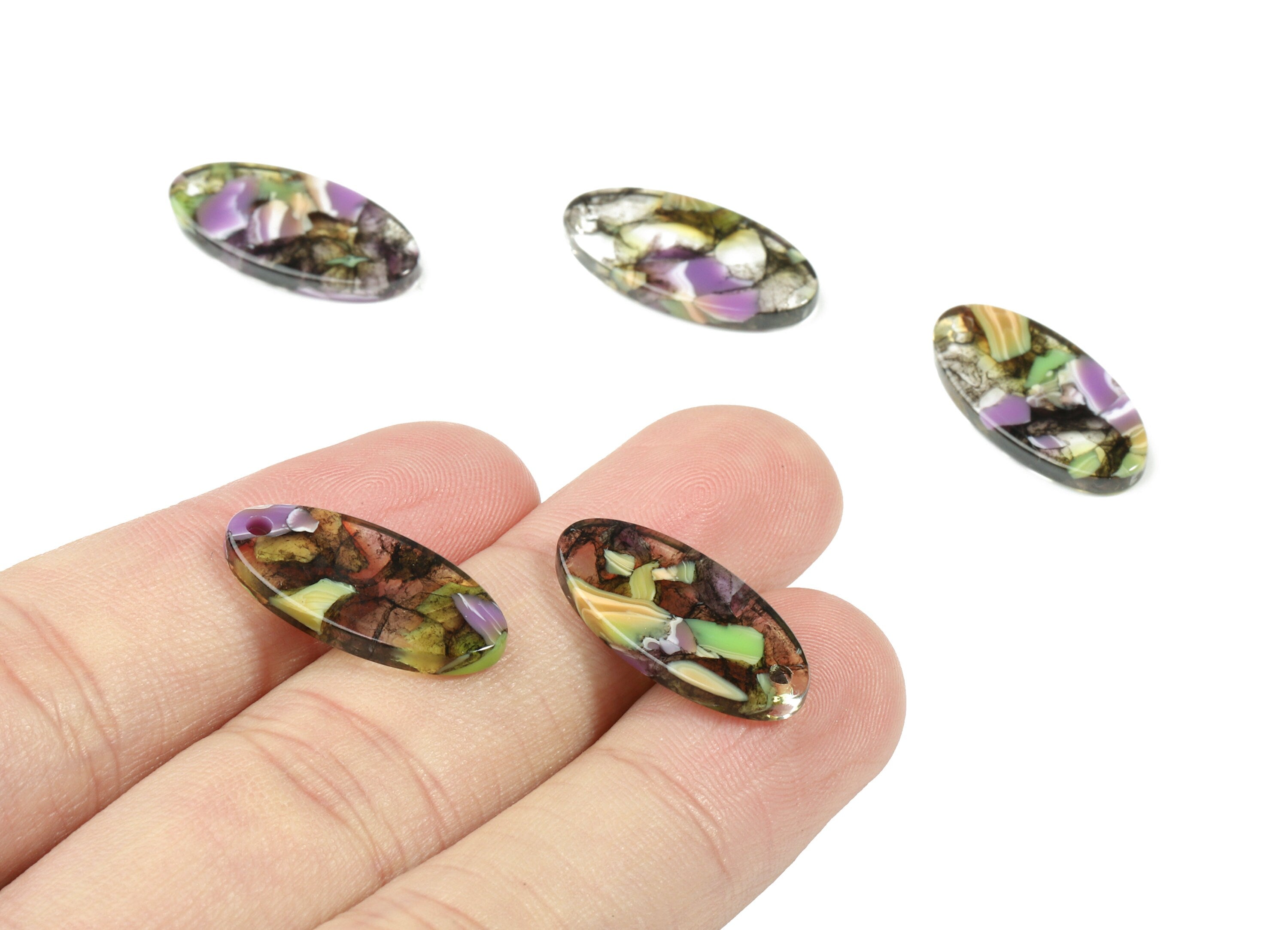 Acetate Oval Earring Charms - Oval Pendant - Earring Findings - Jewelry Supplies - Color Code: A167 - 21.72x10.82x2.6mm - AC1396-A167 - DOMEDBAZAAR