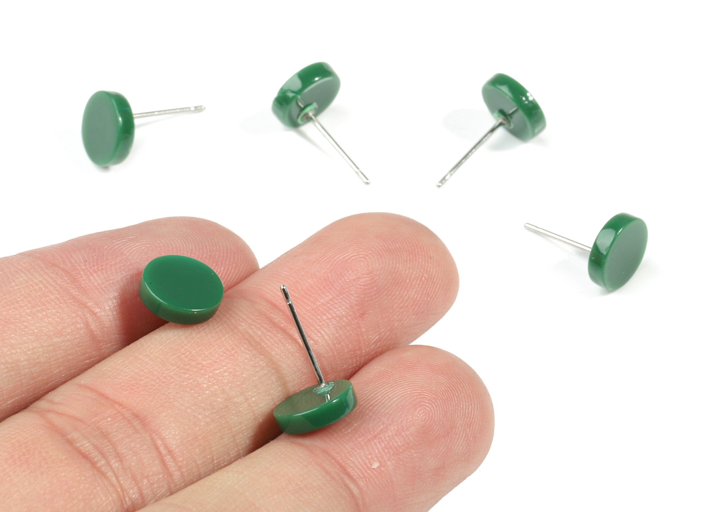 Acrylic Mini Round Earring Stud - Circle Earring Post - Earring Post - Jewelry Supplies - Color Code: A395 - 8.68x8.68x2.36mm - AC1715-A395 - DOMEDBAZAAR