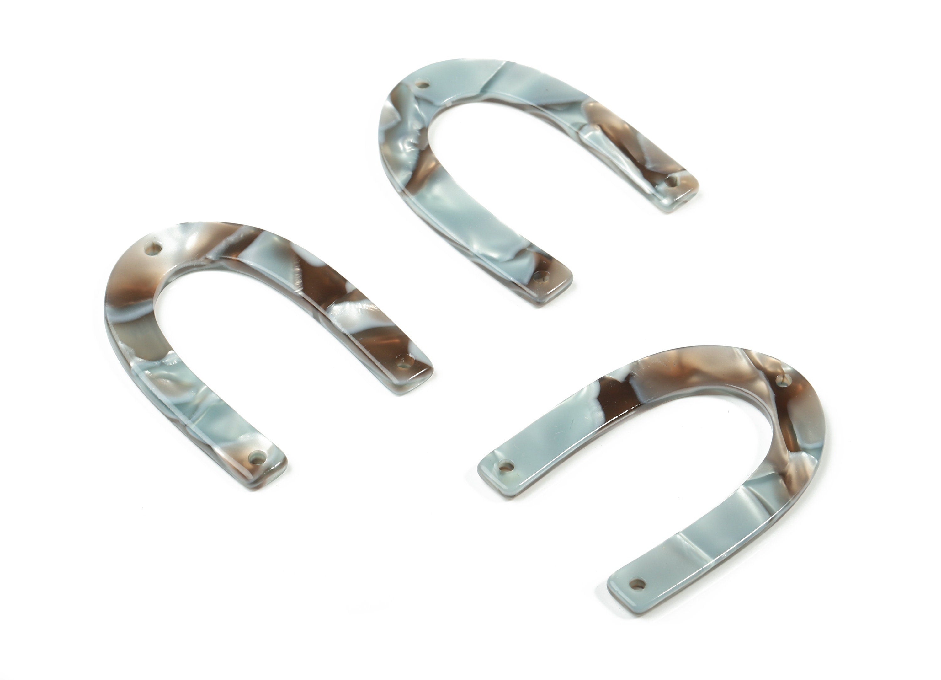 Acetate U Connector - Horse Hoe Earring Connector - 3 Hole - Jewelry Supplies - Color Code:A22 - 34.36x25.93x2.14mm - AC1818-A22 - DOMEDBAZAAR