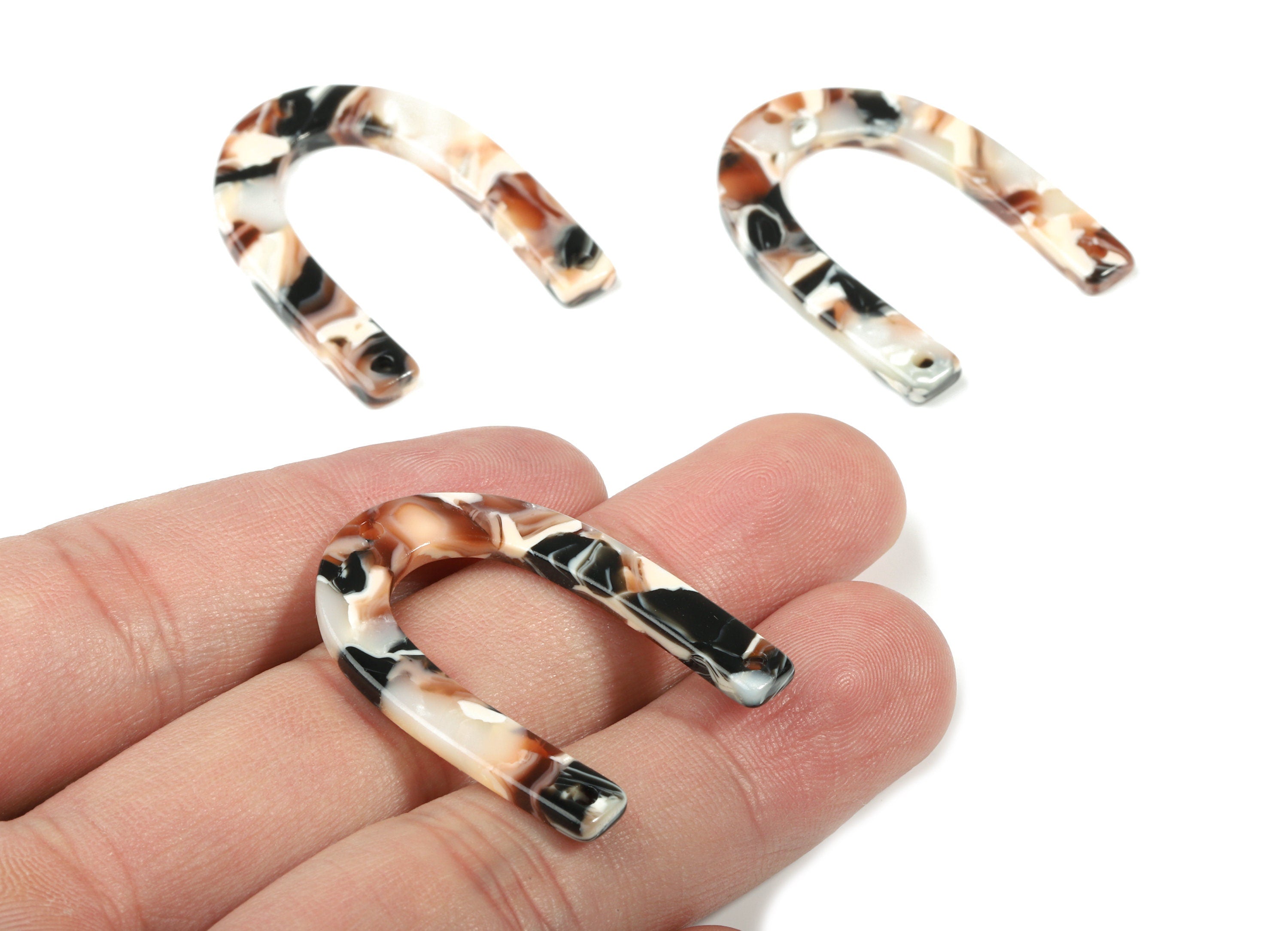 Acetate U Connector - Horsehoe Earring Connector - 3 Hole - Jewelry Supplies - Color Code:A51 - 34.33x26x2.61mm - AC1818-A51 - DOMEDBAZAAR