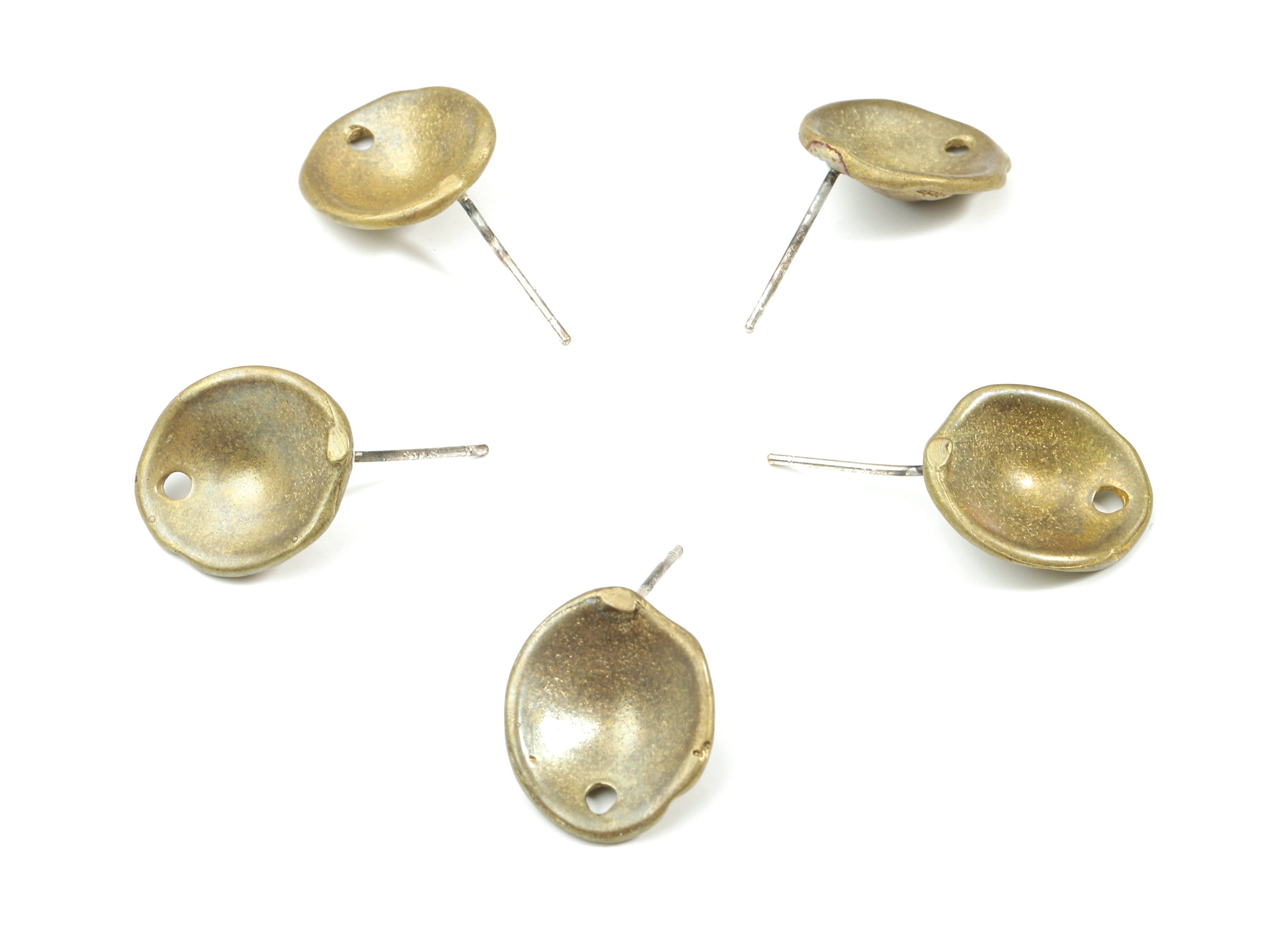 Brass Round Earring Stud - Round Earring Post - Steel Stud - Earring Post - Jewelry Supplies - 15.23x12.82x1.1mm - PP3121 - DOMEDBAZAAR