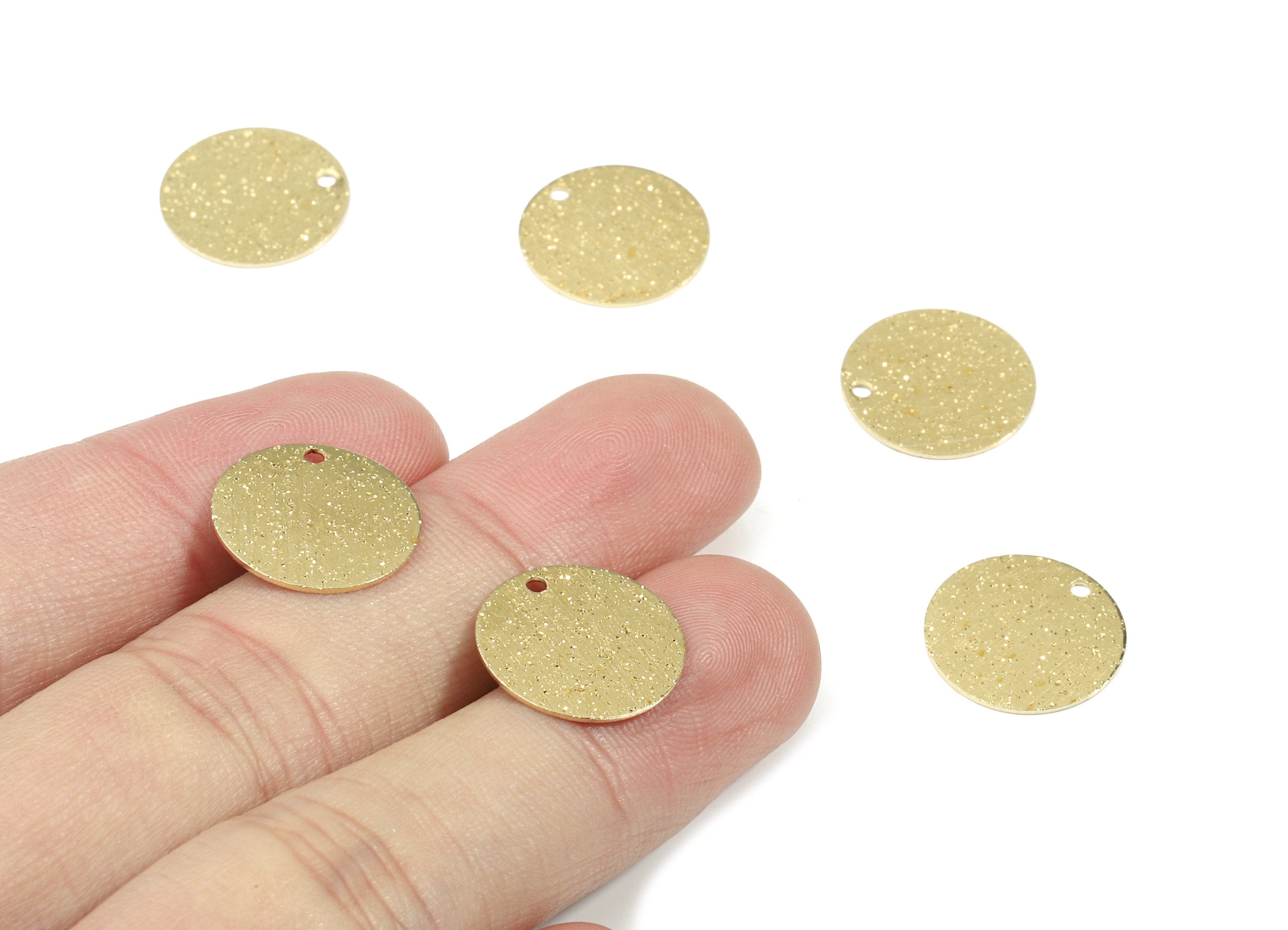 Raw Brass Coin Pendant - Patterned Brass Round Earring Charms - Earring Findings - Jewelry Supplies - 15x15x0.55mm - PP3122 - DOMEDBAZAAR