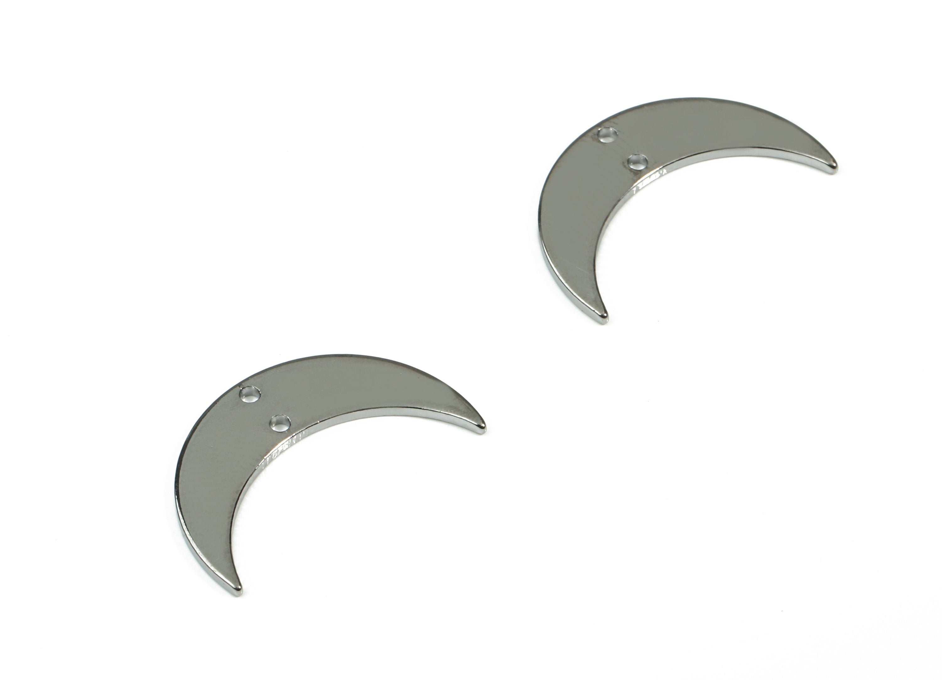 Gunmetal Brass Crescent Connector - 2 Hole Moon Earring Connector - Necklace connector - Jewelry Supplies - 21.28x6.1x1.07mm - PP2709GM - DOMEDBAZAAR