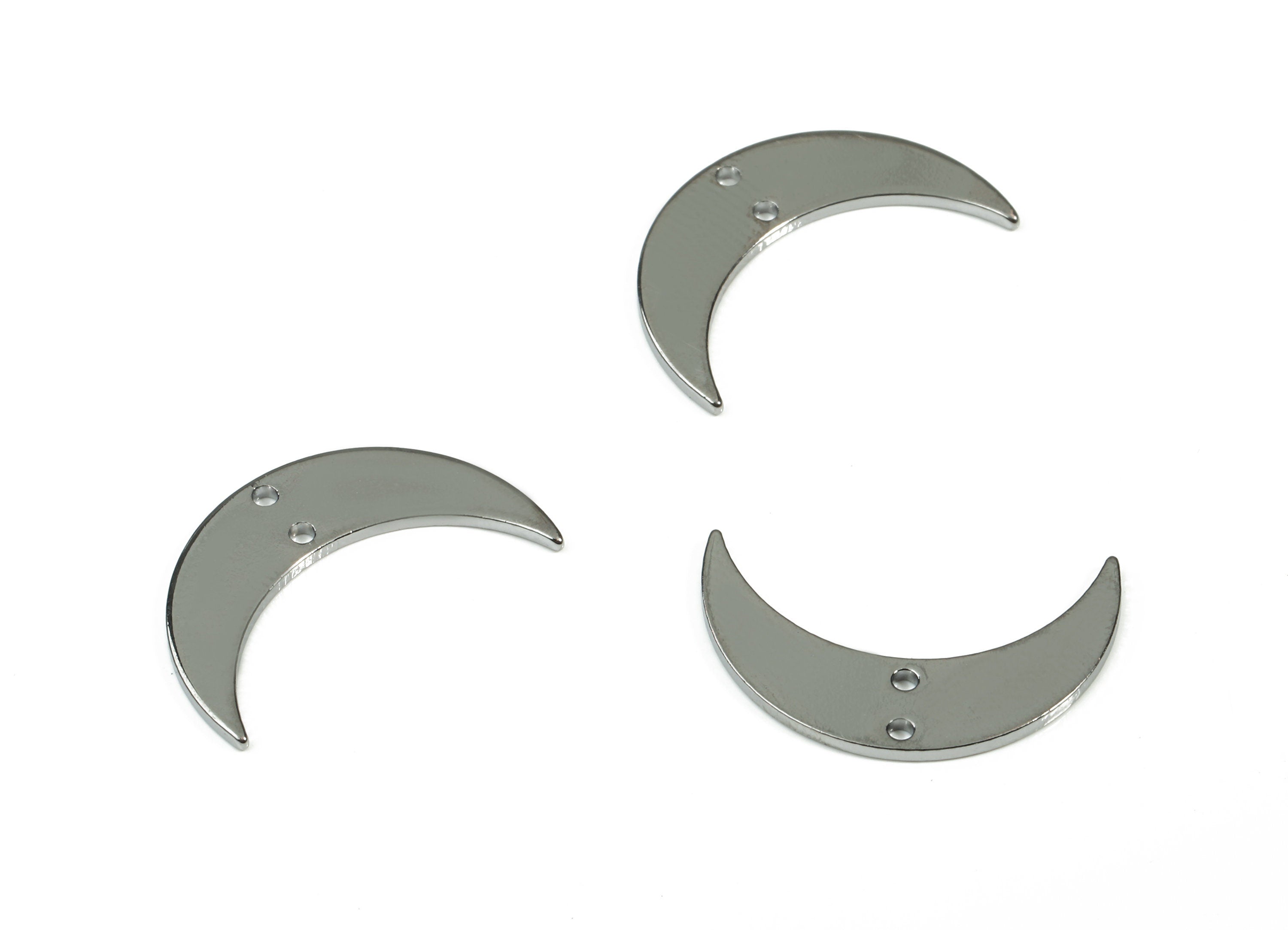 Gunmetal Brass Crescent Connector - 2 Hole Moon Earring Connector - Necklace connector - Jewelry Supplies - 21.28x6.1x1.07mm - PP2709GM - DOMEDBAZAAR