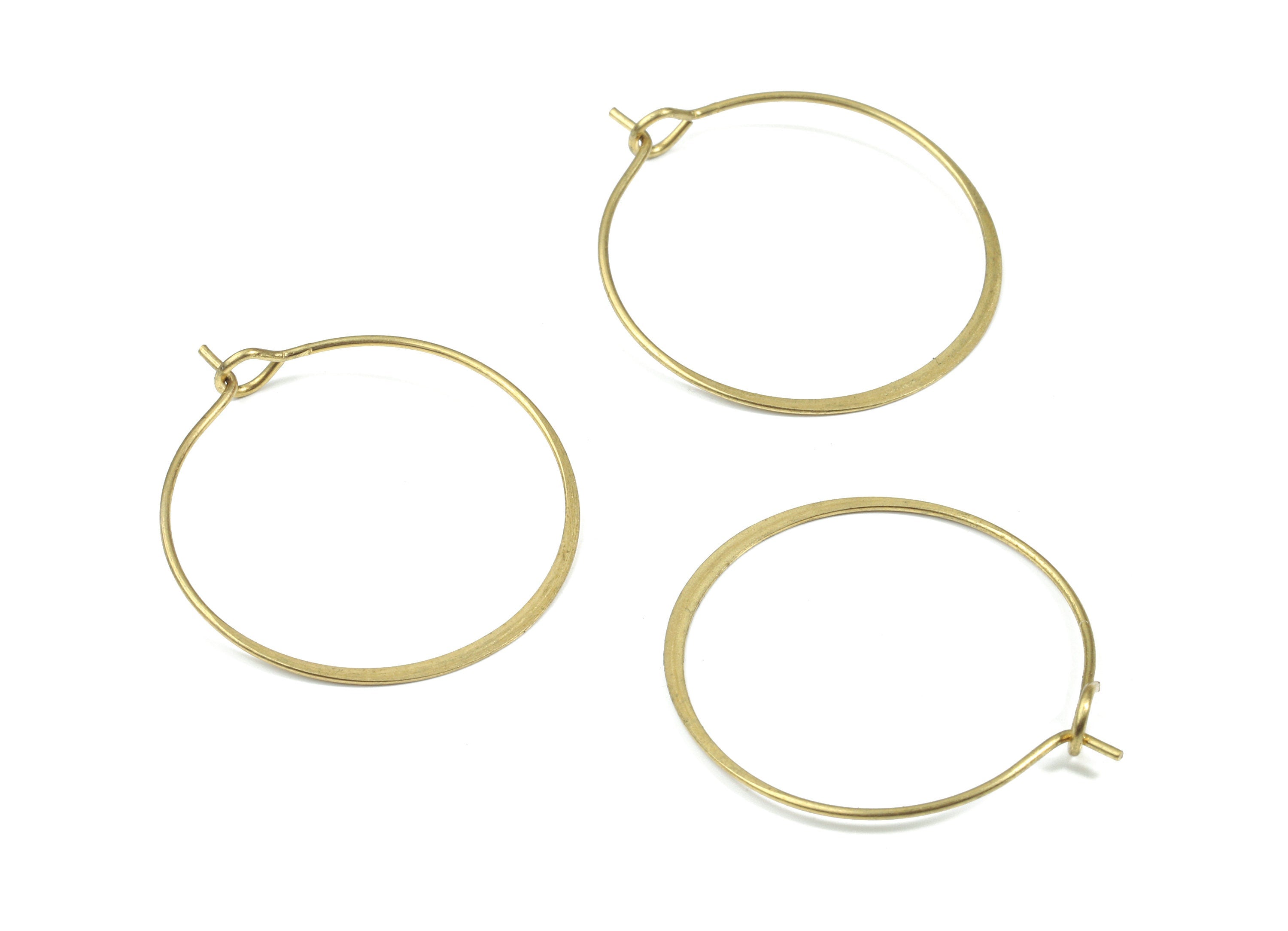 Brass Hammered Earring Hoop - Raw Brass Circle Ear Wire #25 - Earring Findings - Jewelry Supplies - 28.8x25.12x0.82mm - PP3180 - DOMEDBAZAAR