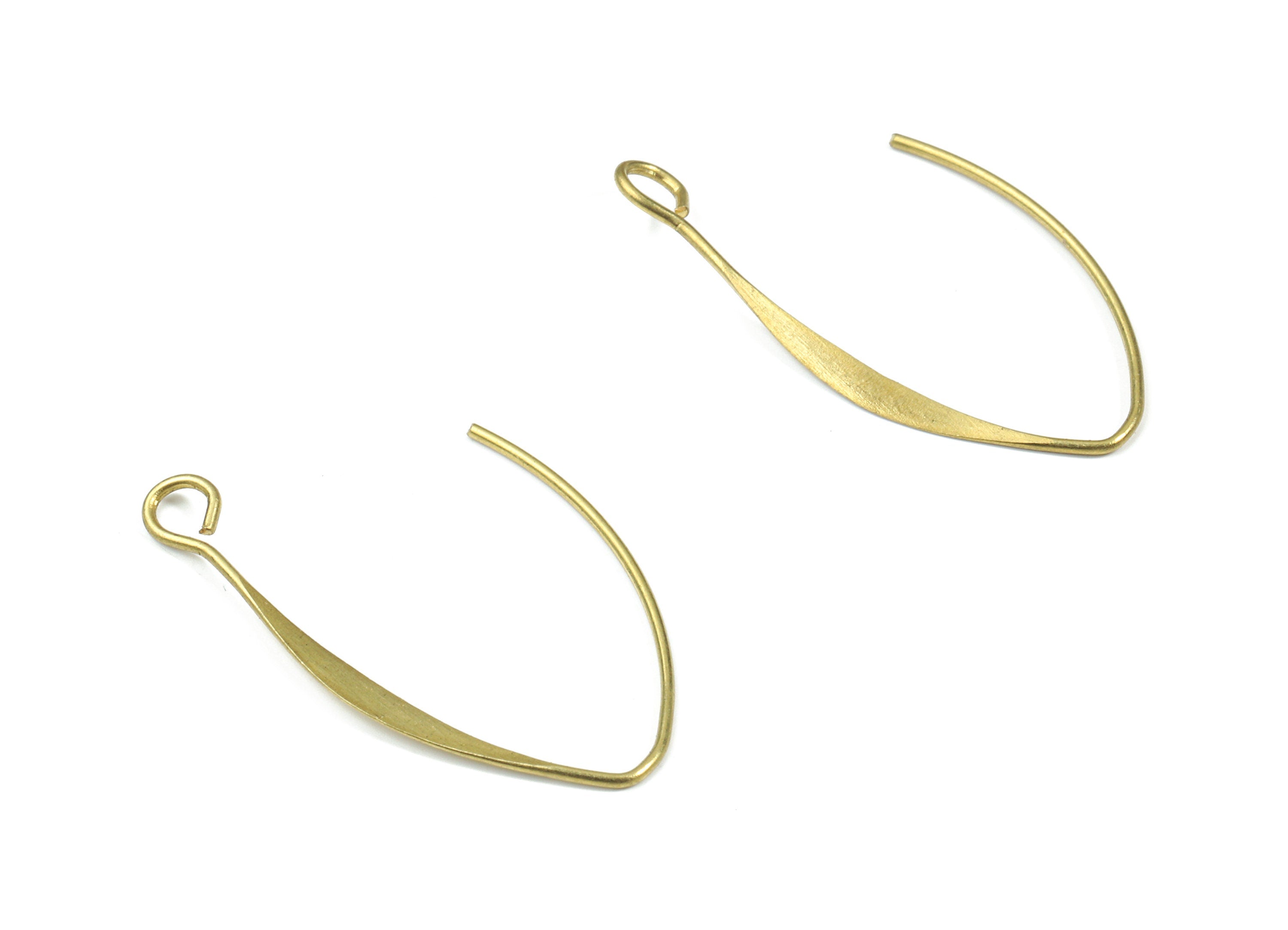 Brass Hammered Earring Wire - Raw Brass Ear Wire - Earring Hooks - Jewelry Supplies - 27.89x15.29x0.74mm - PP3178 - DOMEDBAZAAR