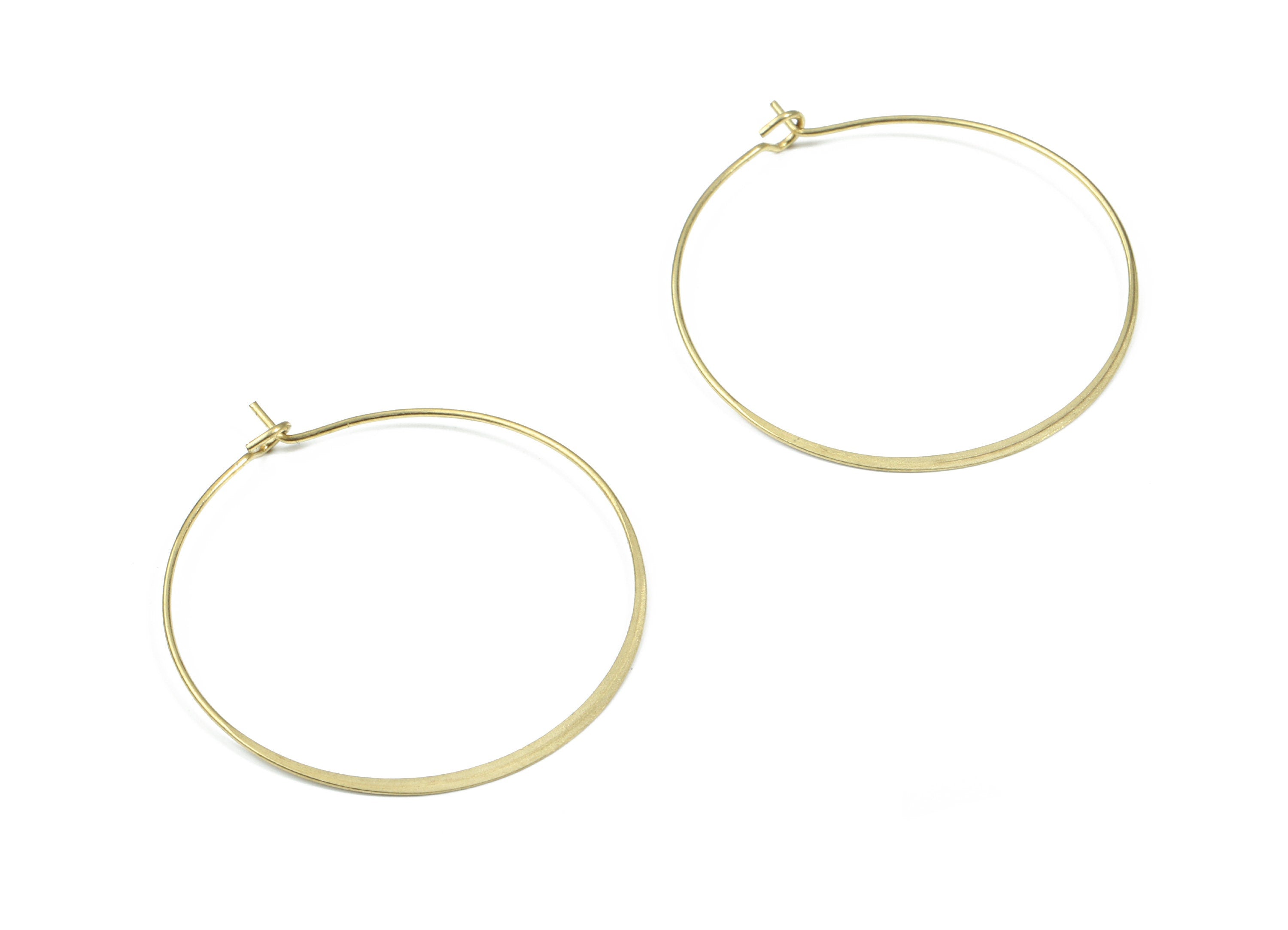 Brass Hammered Earring Hoop - Raw Brass Circle Ear Wire #35 - Earring Findings - Jewelry Supplies - 39.56x35.29x0.47mm - PP3182 - DOMEDBAZAAR