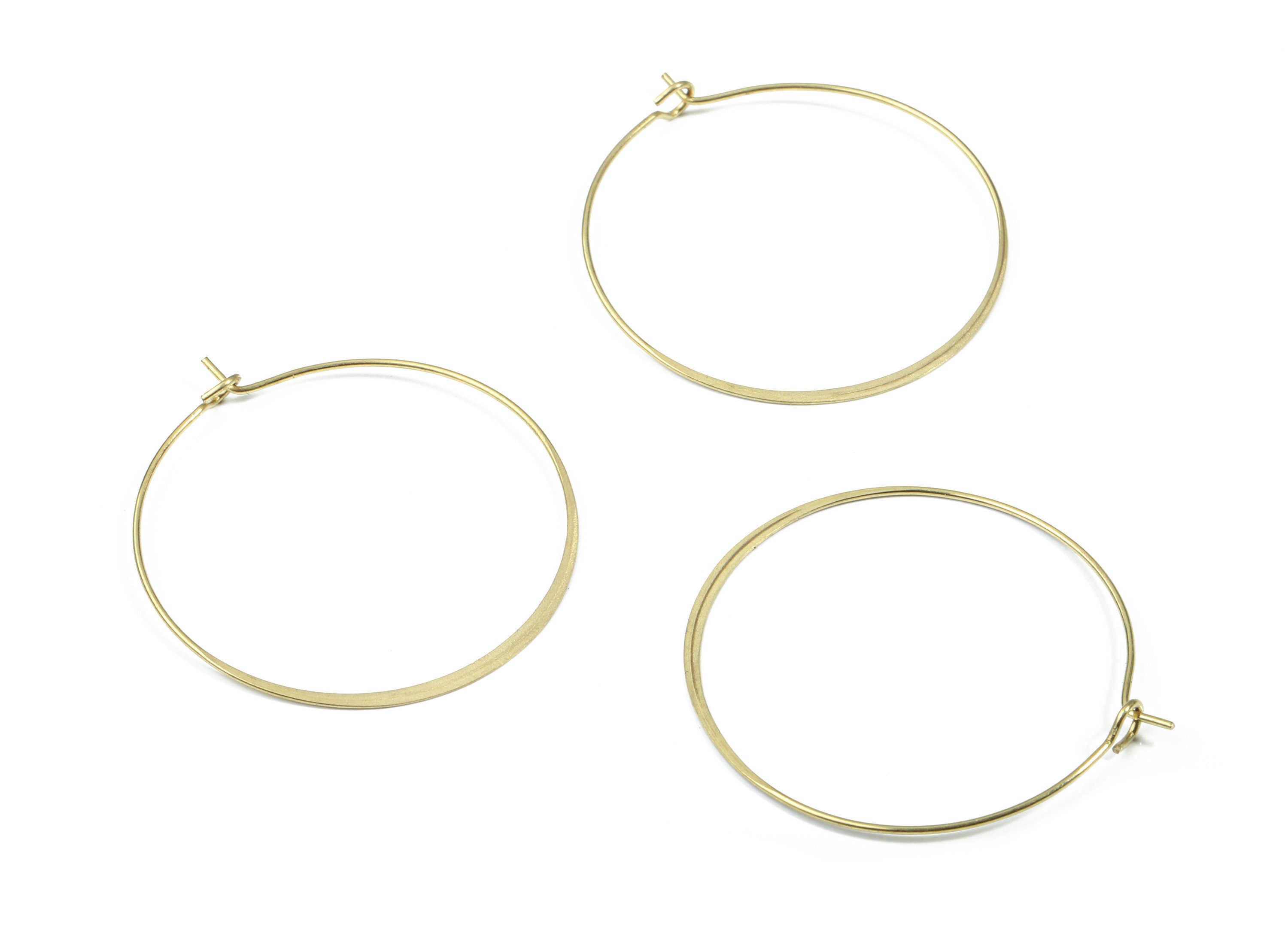 Brass Hammered Earring Hoop - Raw Brass Circle Ear Wire #35 - Earring Findings - Jewelry Supplies - 39.56x35.29x0.47mm - PP3182 - DOMEDBAZAAR