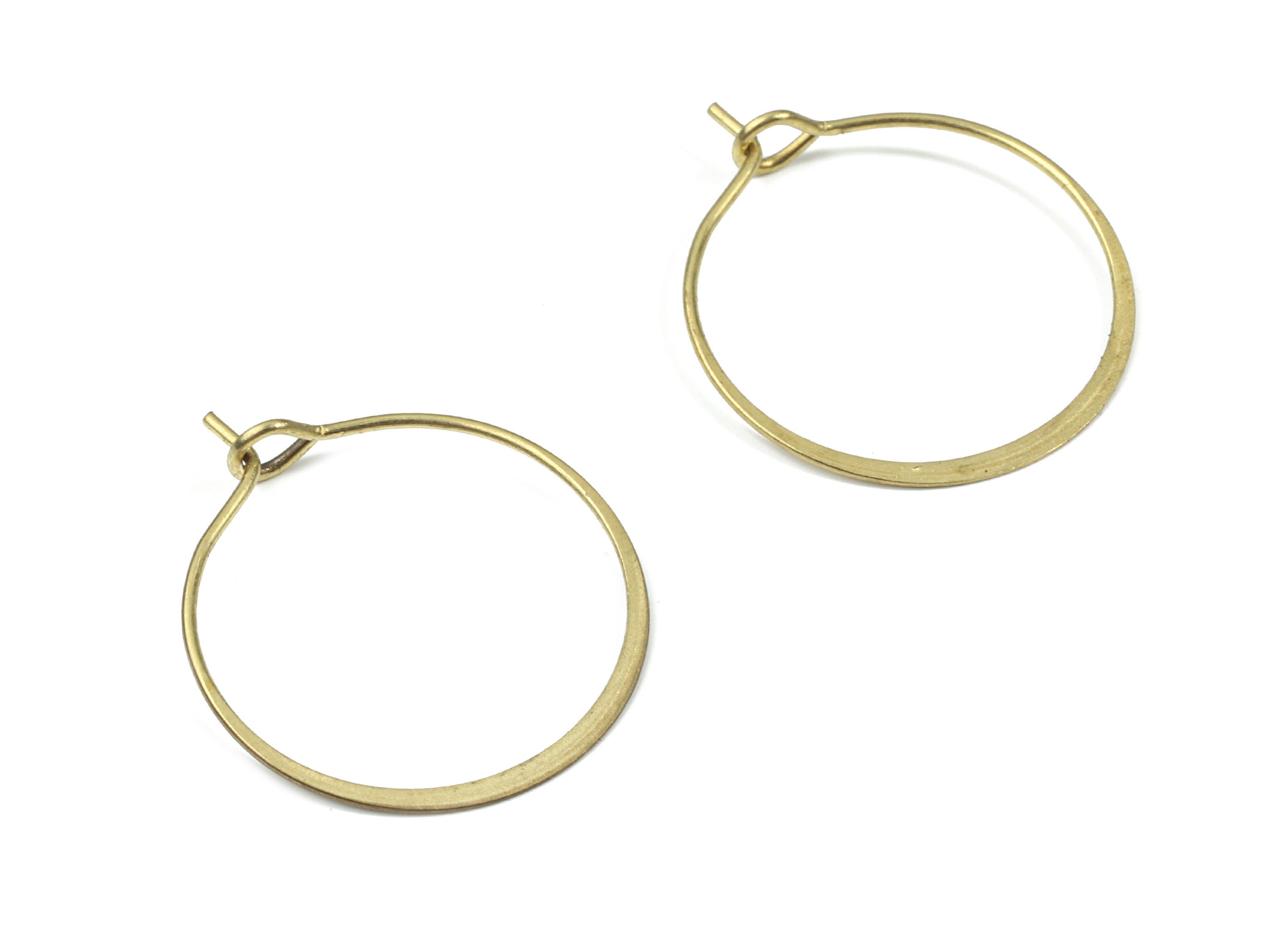 Brass Hammered Earring Hoop - Raw Brass Circle Ear Wire #20 - Earring Findings - Jewelry Supplies - 24.25x20.51x0.66mm - PP3179 - DOMEDBAZAAR