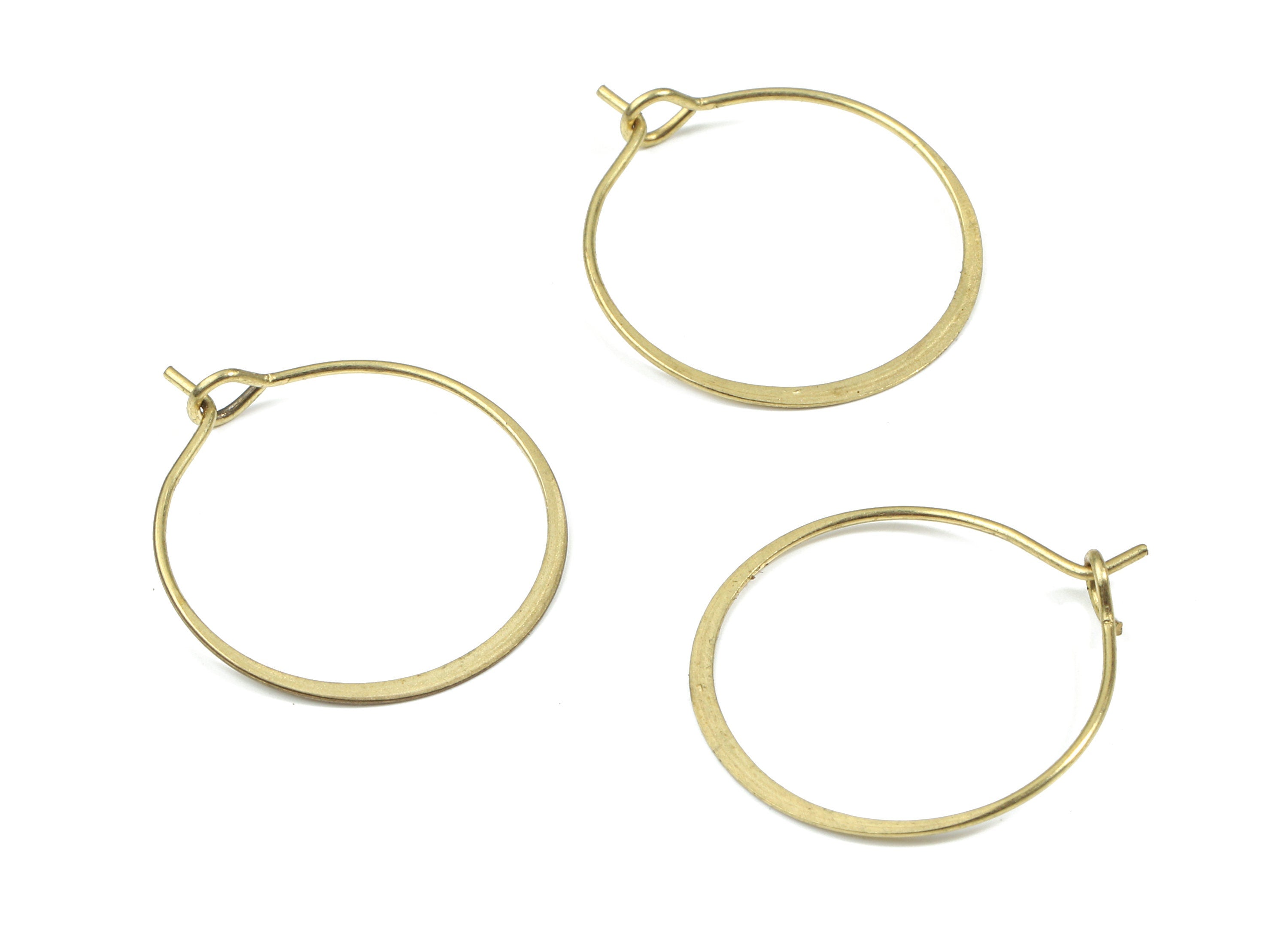 Brass Hammered Earring Hoop - Raw Brass Circle Ear Wire #20 - Earring Findings - Jewelry Supplies - 24.25x20.51x0.66mm - PP3179 - DOMEDBAZAAR