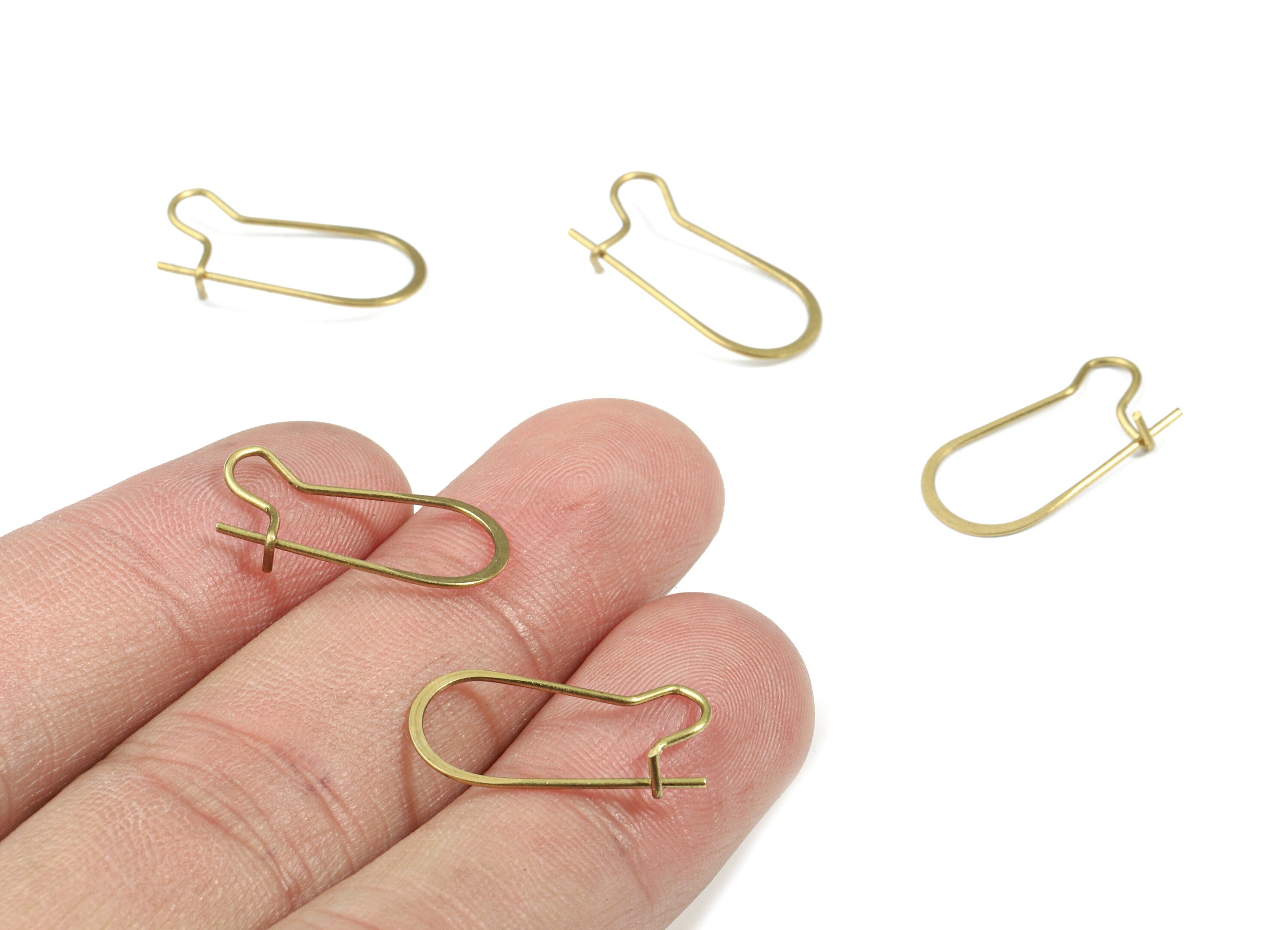 Brass Hammered Geometric Earring Wire - Raw Brass Geometric Ear Wire - Earring Findings - Jewelry Supplies - 20.75x9.87x0.44mm - PP3176 - DOMEDBAZAAR