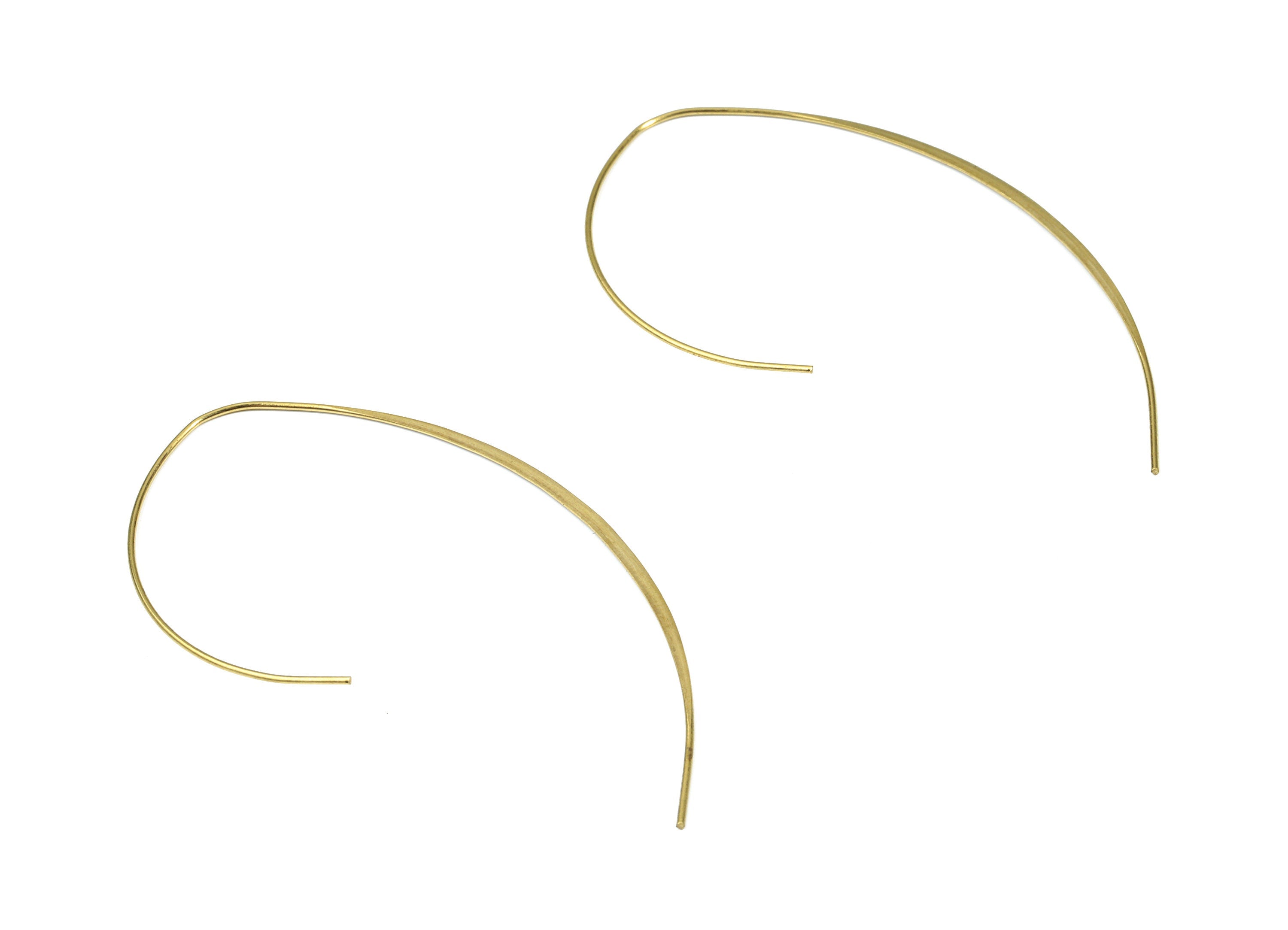 Brass Hammered Earring Wire - Raw Brass Ear Wire - Earring Hooks - Jewelry Supplies - 57.98x31.16x0.71mm - PP3185 - DOMEDBAZAAR
