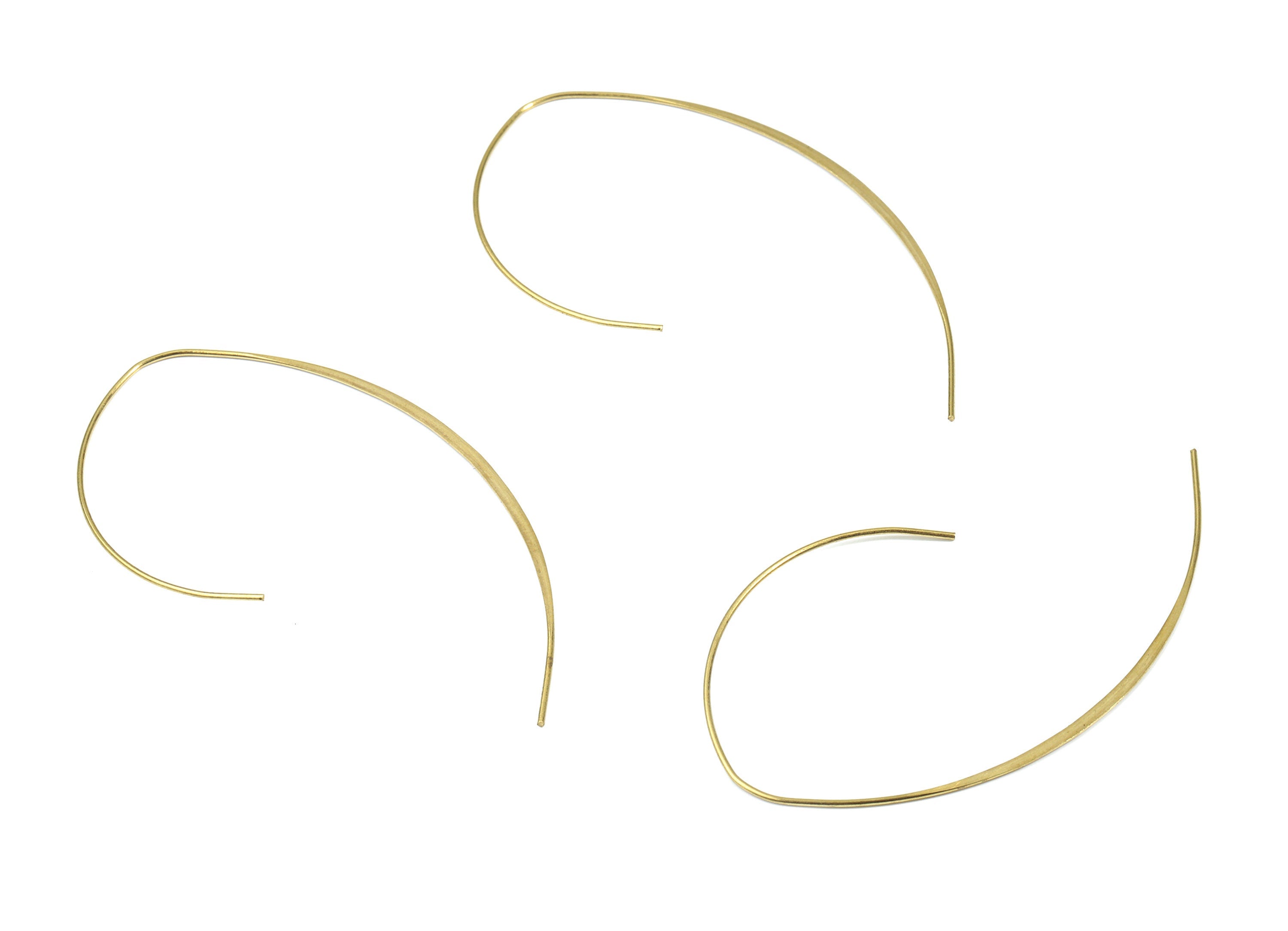 Brass Hammered Earring Wire - Raw Brass Ear Wire - Earring Hooks - Jewelry Supplies - 57.98x31.16x0.71mm - PP3185 - DOMEDBAZAAR