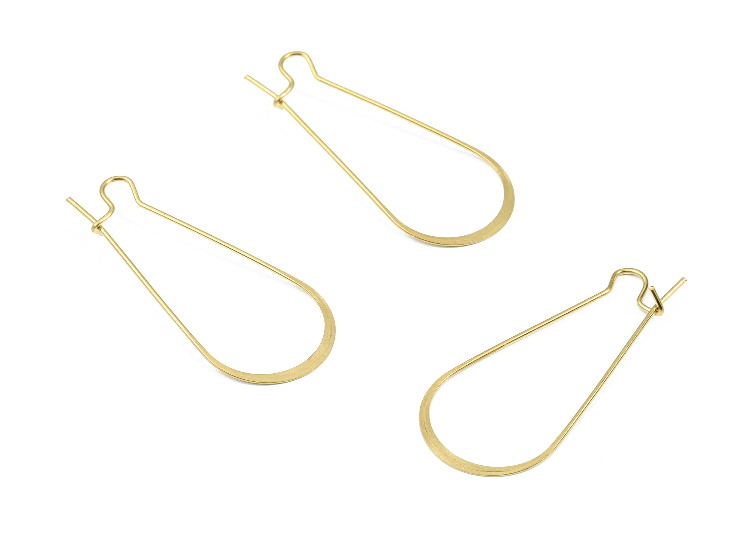 Brass Hammered Drop Earring Wire - Raw Brass Drop Ear Wire - Earring Findings - Jewelry Supplies - 38.09x16.63x1.11mm - PP3177 - DOMEDBAZAAR