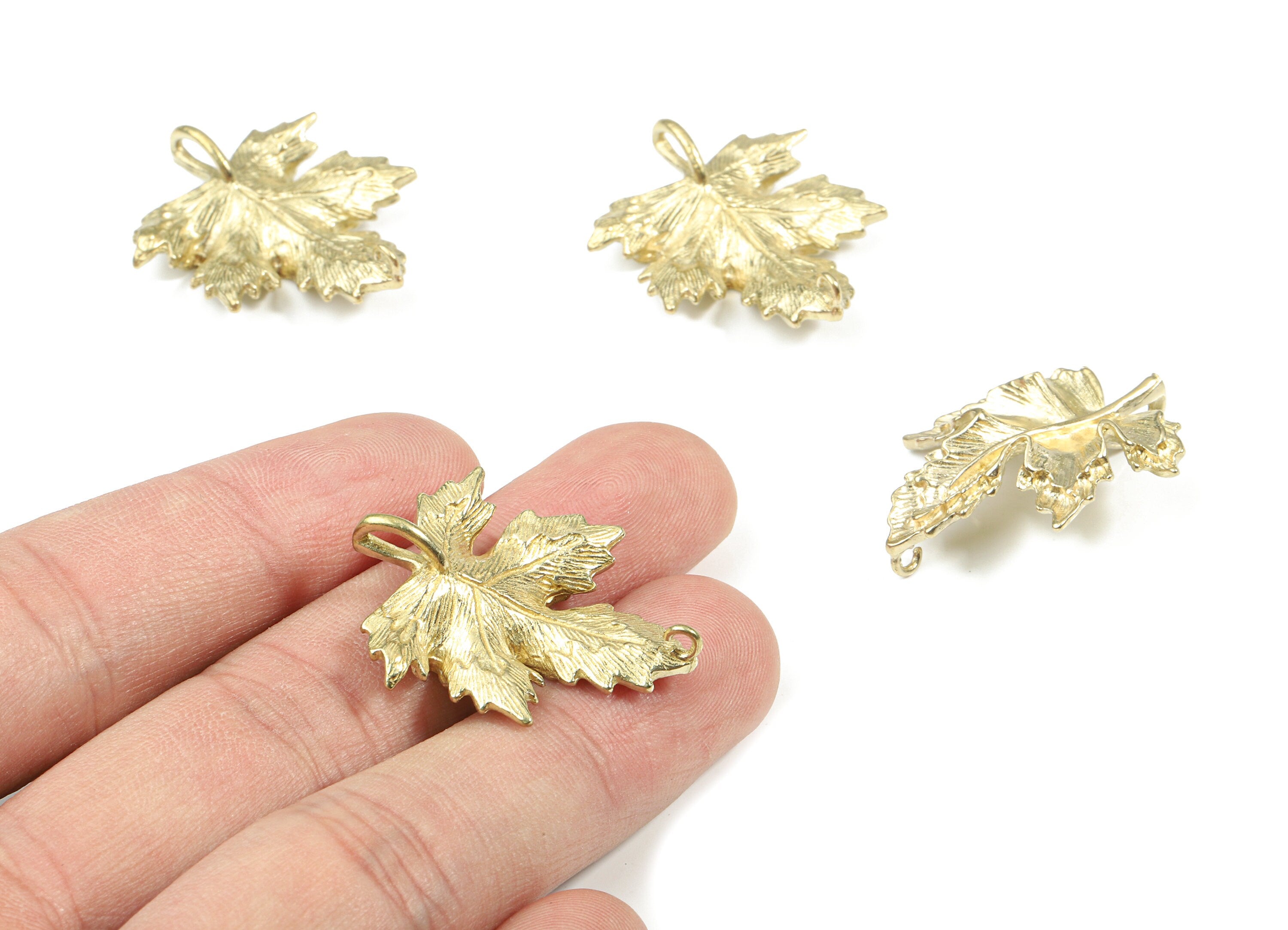 Brass Maple Connector - Raw Brass Maple Leaf Earring Charms And Pendant - Earring Findings - Jewelry Supplies - 31.45x25.62x1.61mm - PP3193 - DOMEDBAZAAR