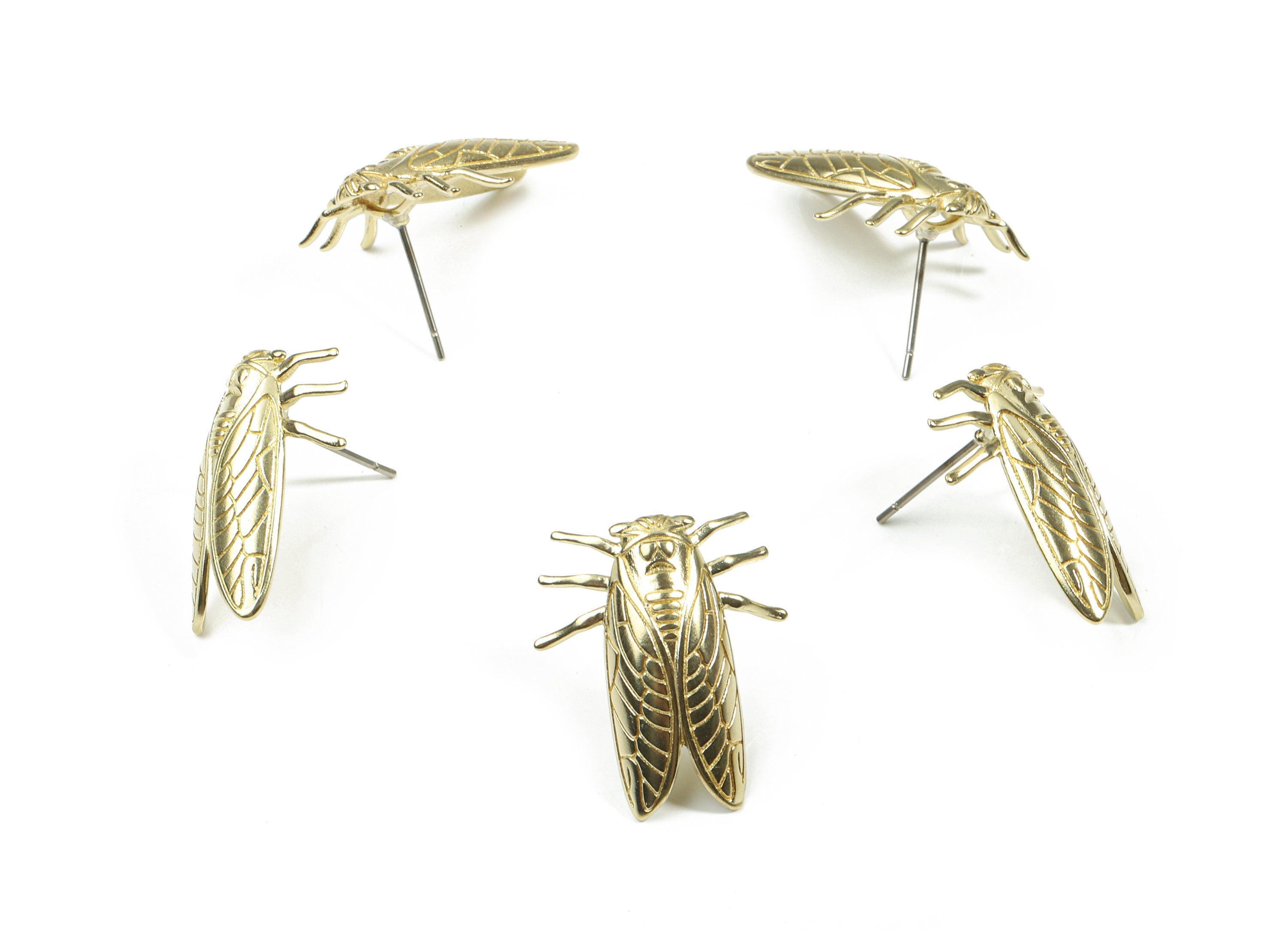 Brass Cockroach Earring Stud - Raw Brass Cockroach Earring Post - Steel Stud - Earring Post - Jewelry Supplies - 23.13x19.54x1.2mm - PP3207 - DOMEDBAZAAR