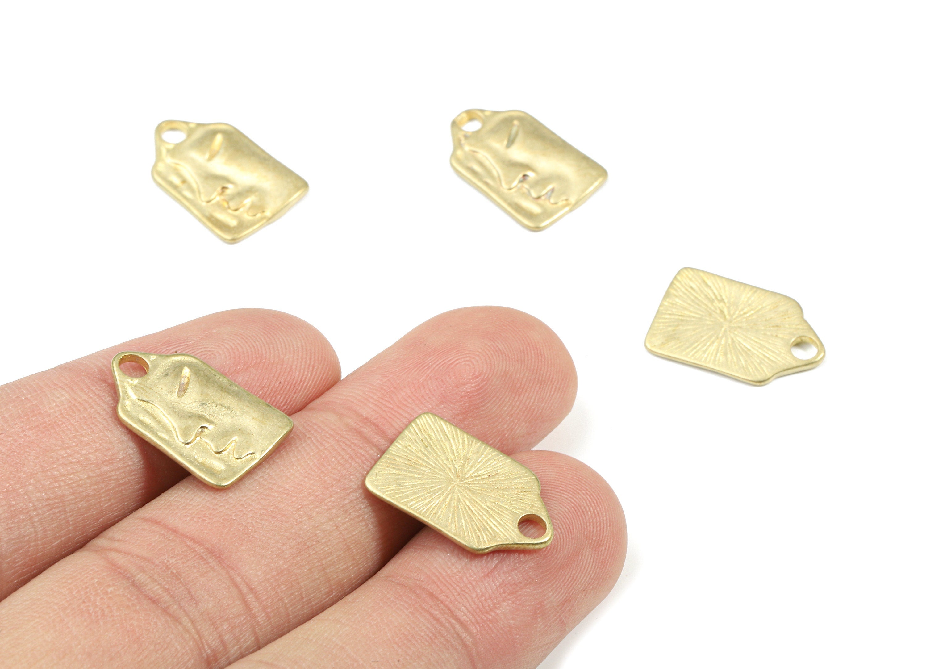 Brass Rectangle Face Earring Charms - Raw Brass Triangle Face Pendant - Earring Findings - Jewelry Supplies - 17.32x11.24x1.29mm - PP3223 - DOMEDBAZAAR