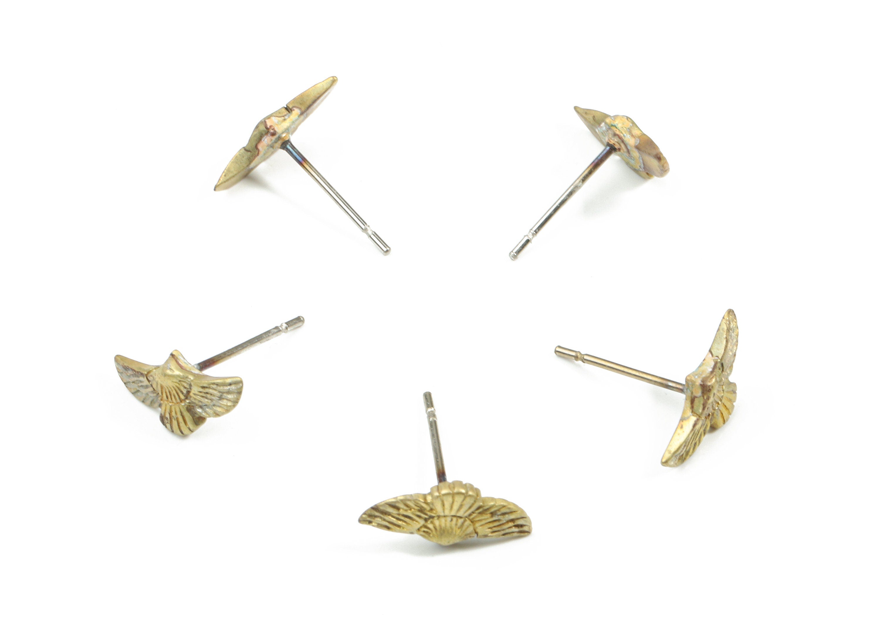 Brass Eagle Earring Stud - Raw Brass Eagle Earring Post - Steel Stud - Earring Post - Jewelry Supplies - 10.84x10.84x2.76mm - PP3201 - DOMEDBAZAAR