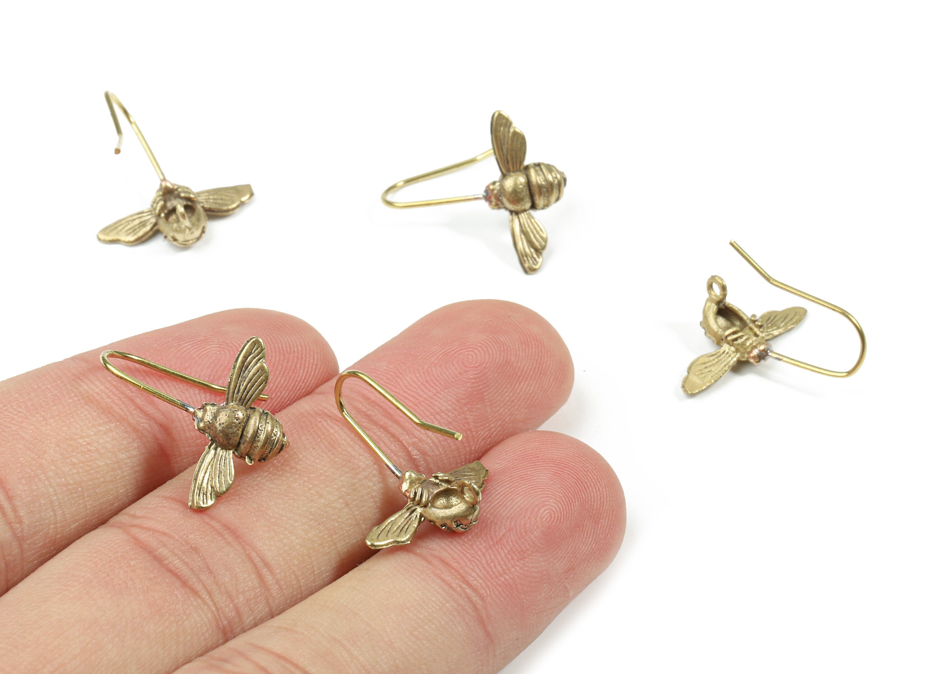Brass Humming-Bird Moth Earring Hook - Raw Brass Hawk-Moth Earring Wire - Earring Findings - Jewelry Supplies - 17.22x9.72x4.13mm - PP3202 - DOMEDBAZAAR