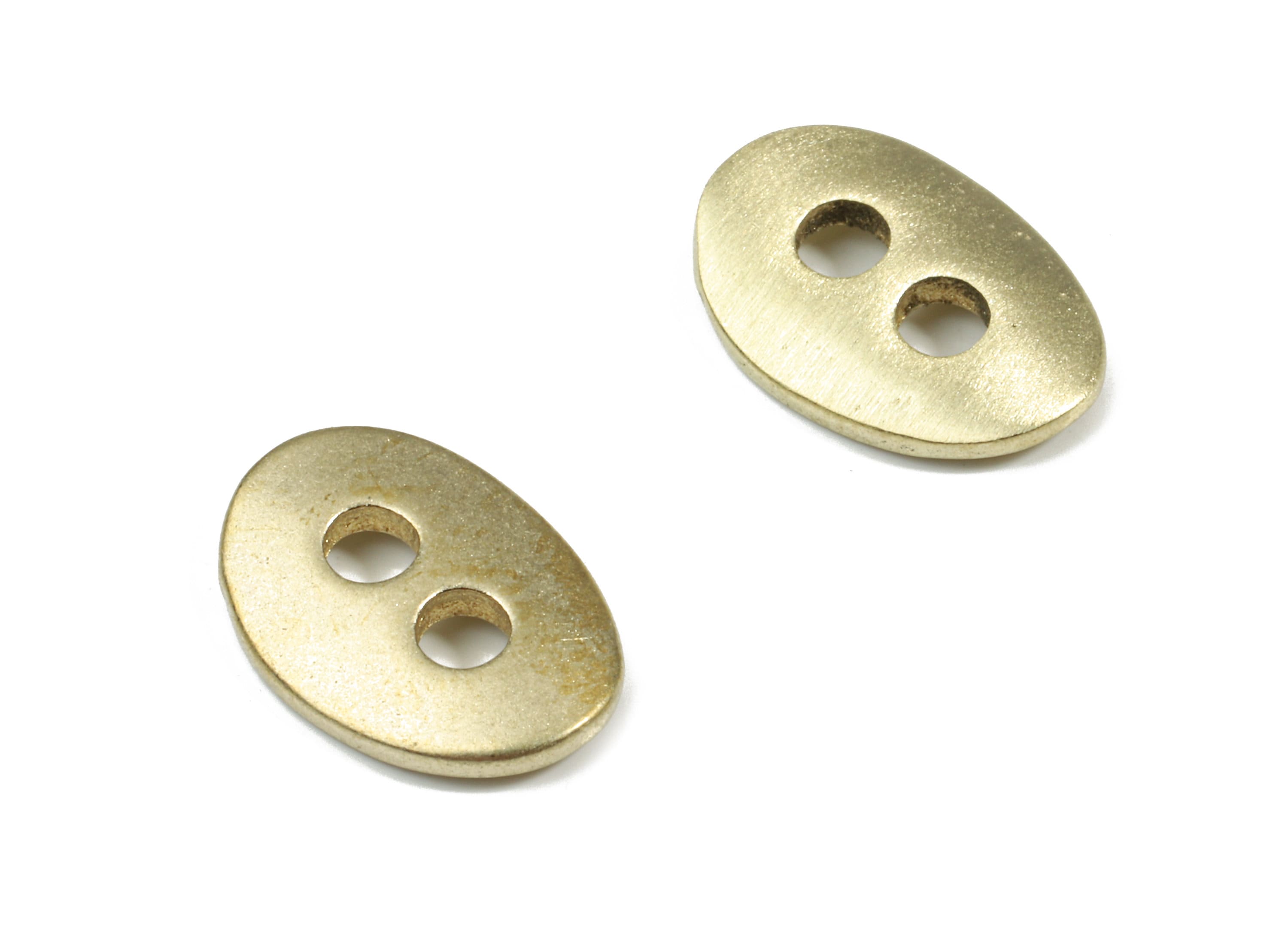 Brass Oval Earring Connector - Raw Brass Oval Bracelet Connector - 2 Hole - Earring Findings - Jewelry Supplies - 12.68x8.9x1.39mm - PP3220 - DOMEDBAZAAR