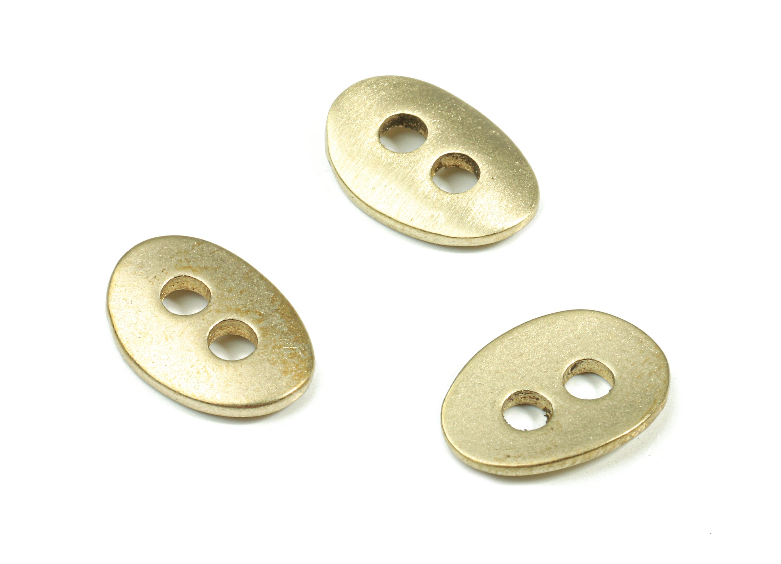 Brass Oval Earring Connector - Raw Brass Oval Bracelet Connector - 2 Hole - Earring Findings - Jewelry Supplies - 12.68x8.9x1.39mm - PP3220 - DOMEDBAZAAR