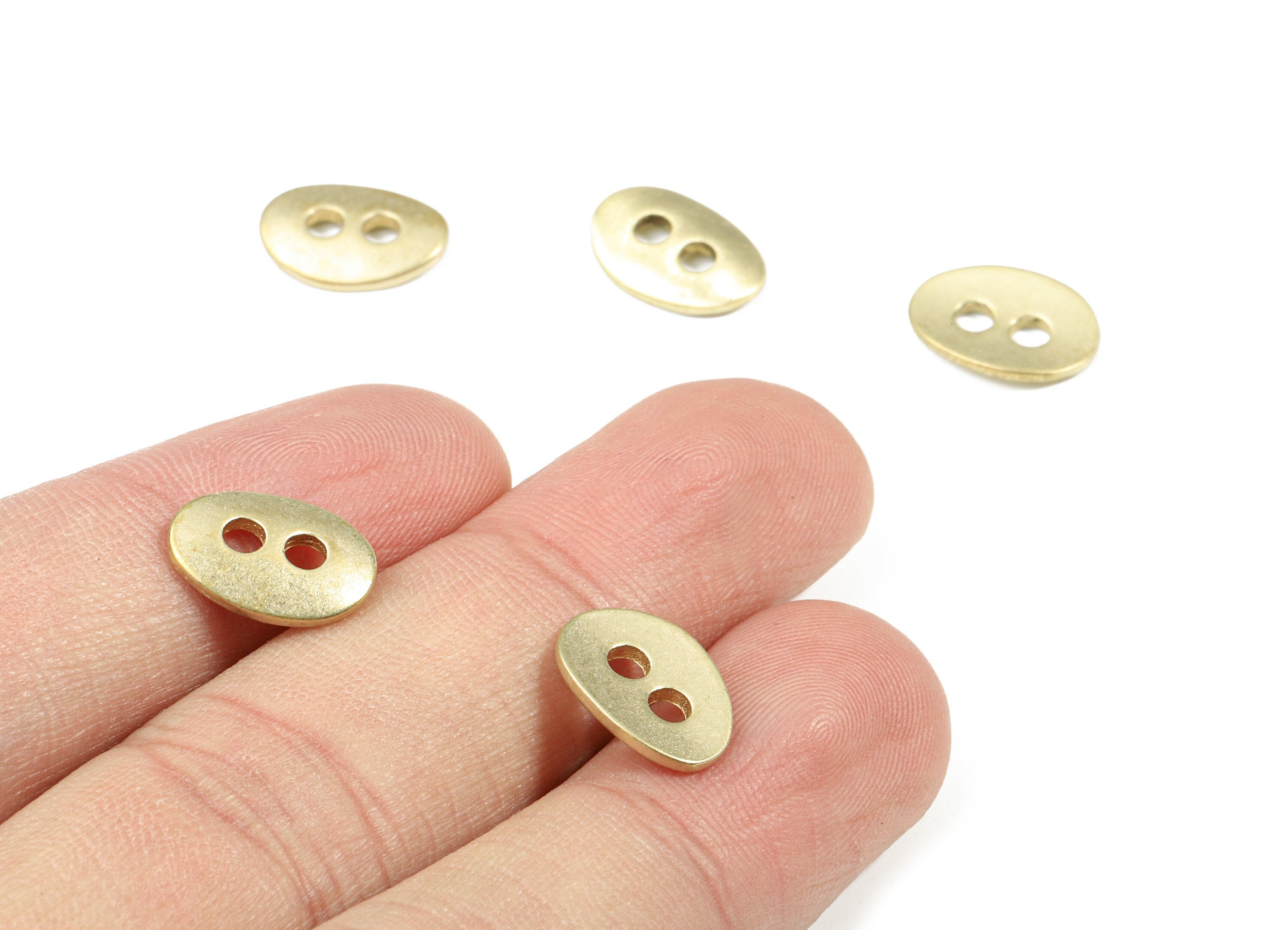 Brass Oval Earring Connector - Raw Brass Oval Bracelet Connector - 2 Hole - Earring Findings - Jewelry Supplies - 12.68x8.9x1.39mm - PP3220 - DOMEDBAZAAR