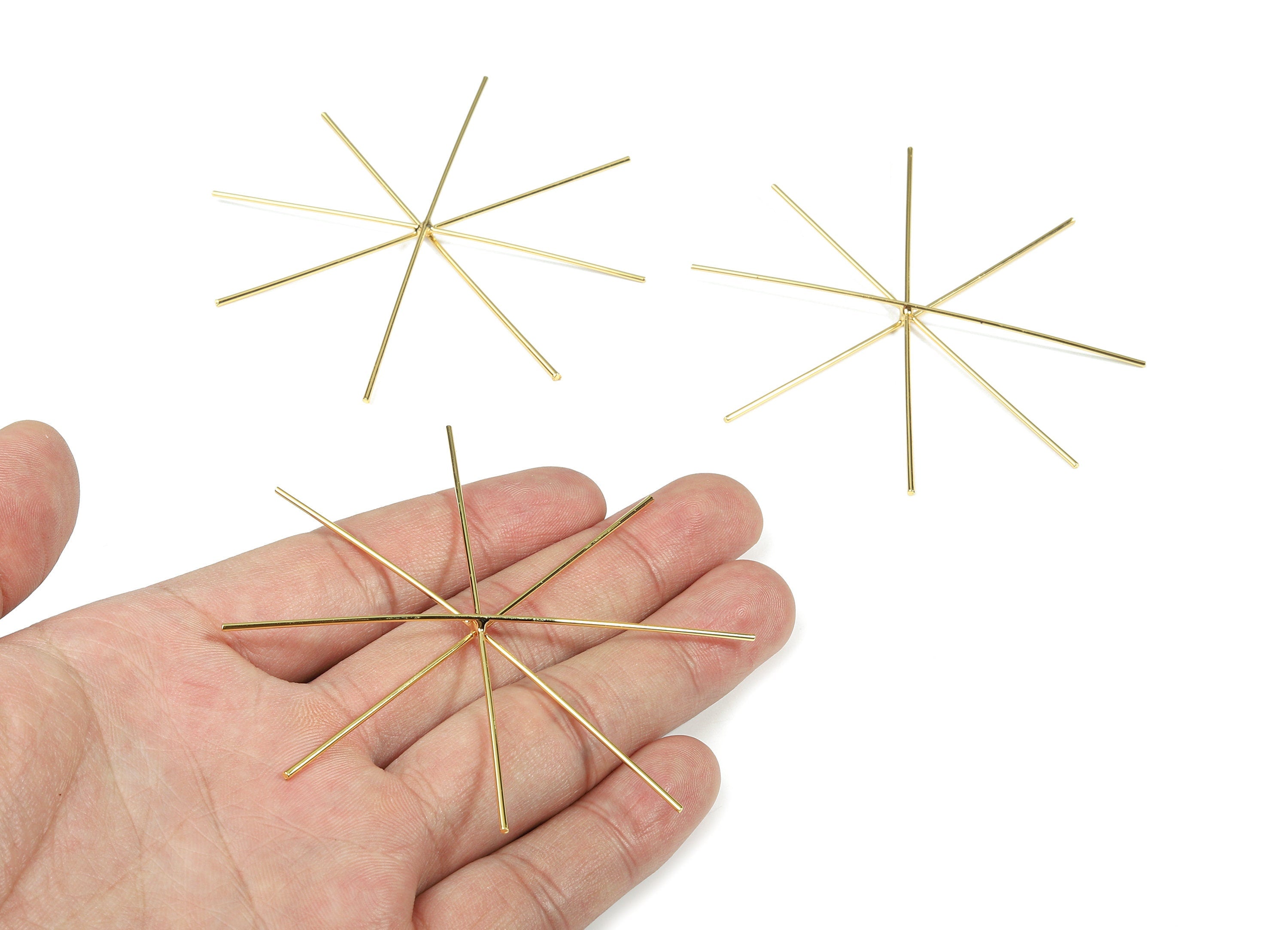 Brass Geometric Earring Wire - Gold Brass Earring Wire - 18K Real Gold Plated Brass - Jewelry Supplies - 80.34x80.07x1.13mm - RGP2590 - DOMEDBAZAAR