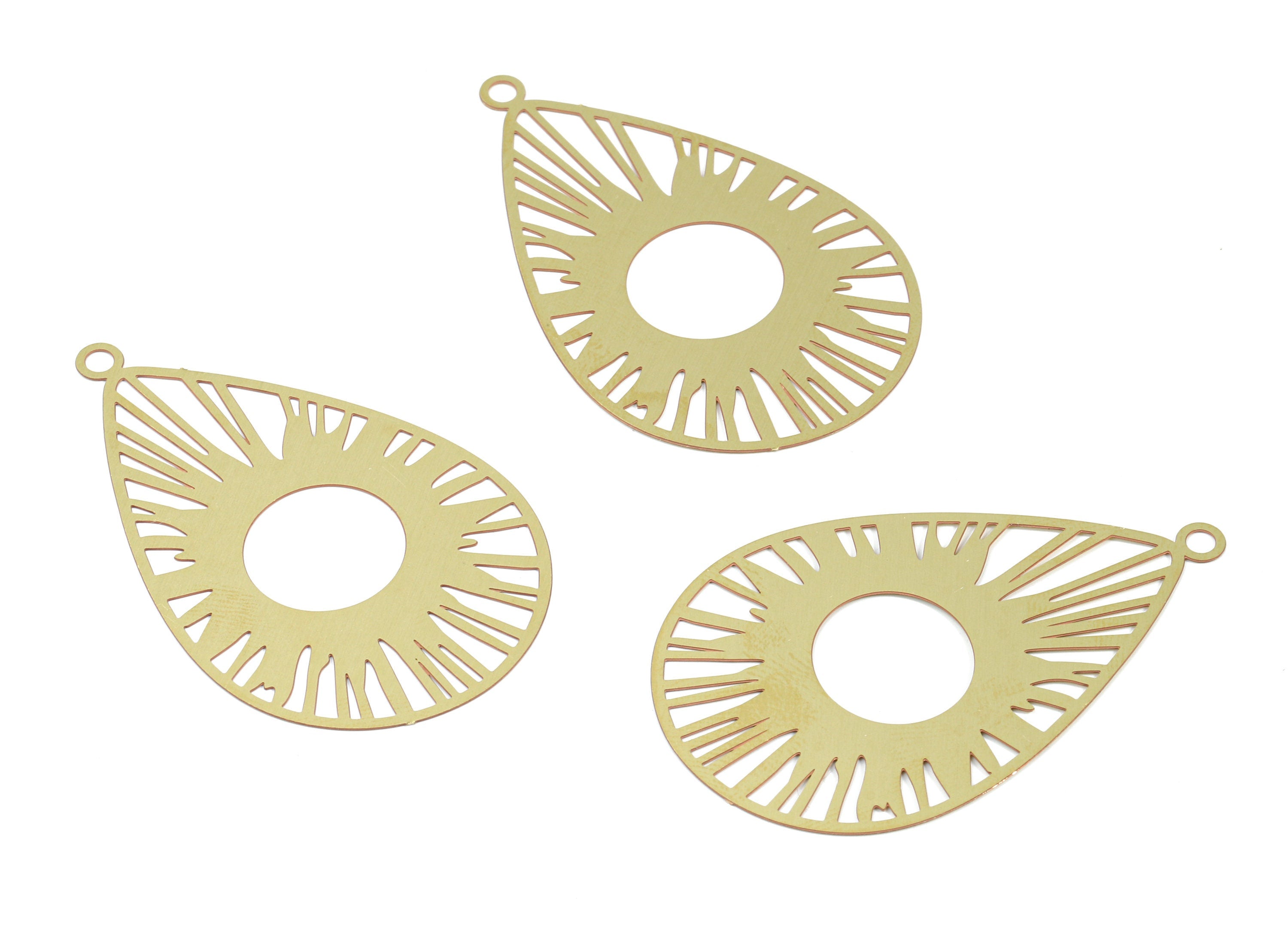 Brass Sun Drop Earring Charms - Raw Brass Sun Drop Pendant - Sun Earring - Jewelry Supplies - 47.3x29.8x0.3mm - JJB5868 - DOMEDBAZAAR