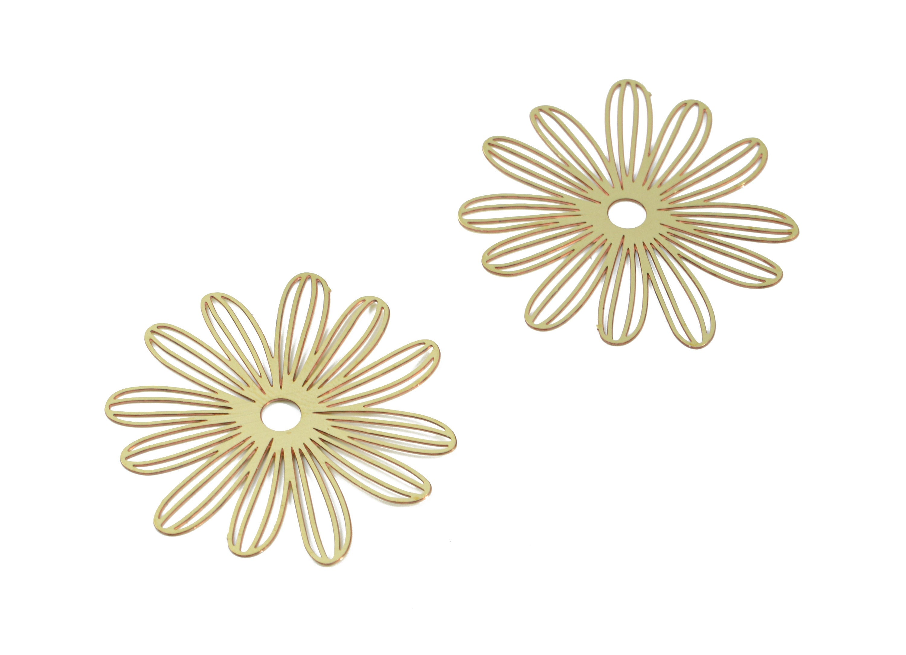 Brass Daisy Earring Charms - Raw Brass Daisy Pendant - Earring Findings - Jewelry Supplies - 30.6x30.6x0.3mm - JJB5566 - DOMEDBAZAAR