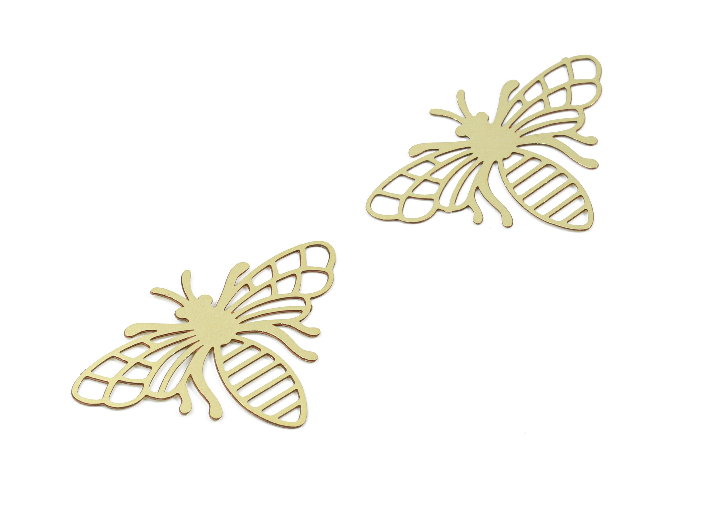 Brass Bee Earring Charms - Raw Brass Bee Pendant - Earring Findings - Jewelry Supplies - 26.48x18.85x0.3mm - JJC10330 - DOMEDBAZAAR