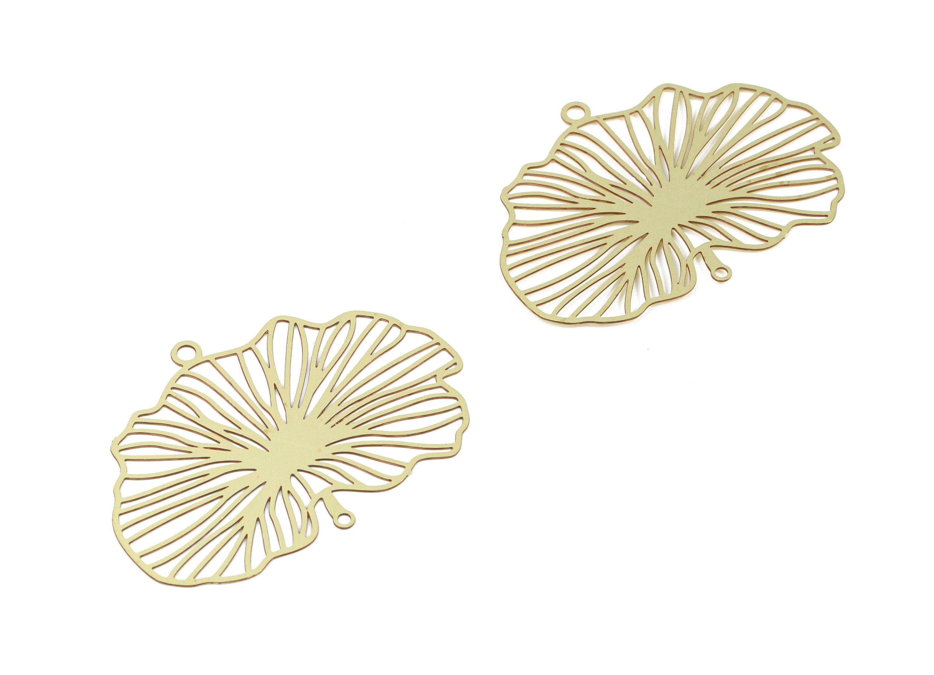 Brass Leaf Connector - Raw Brass Leaf Earring Connector - Earring Findings - Jewelry Supplies - 39.45x28.05x0.32mm - JJB5601 - DOMEDBAZAAR