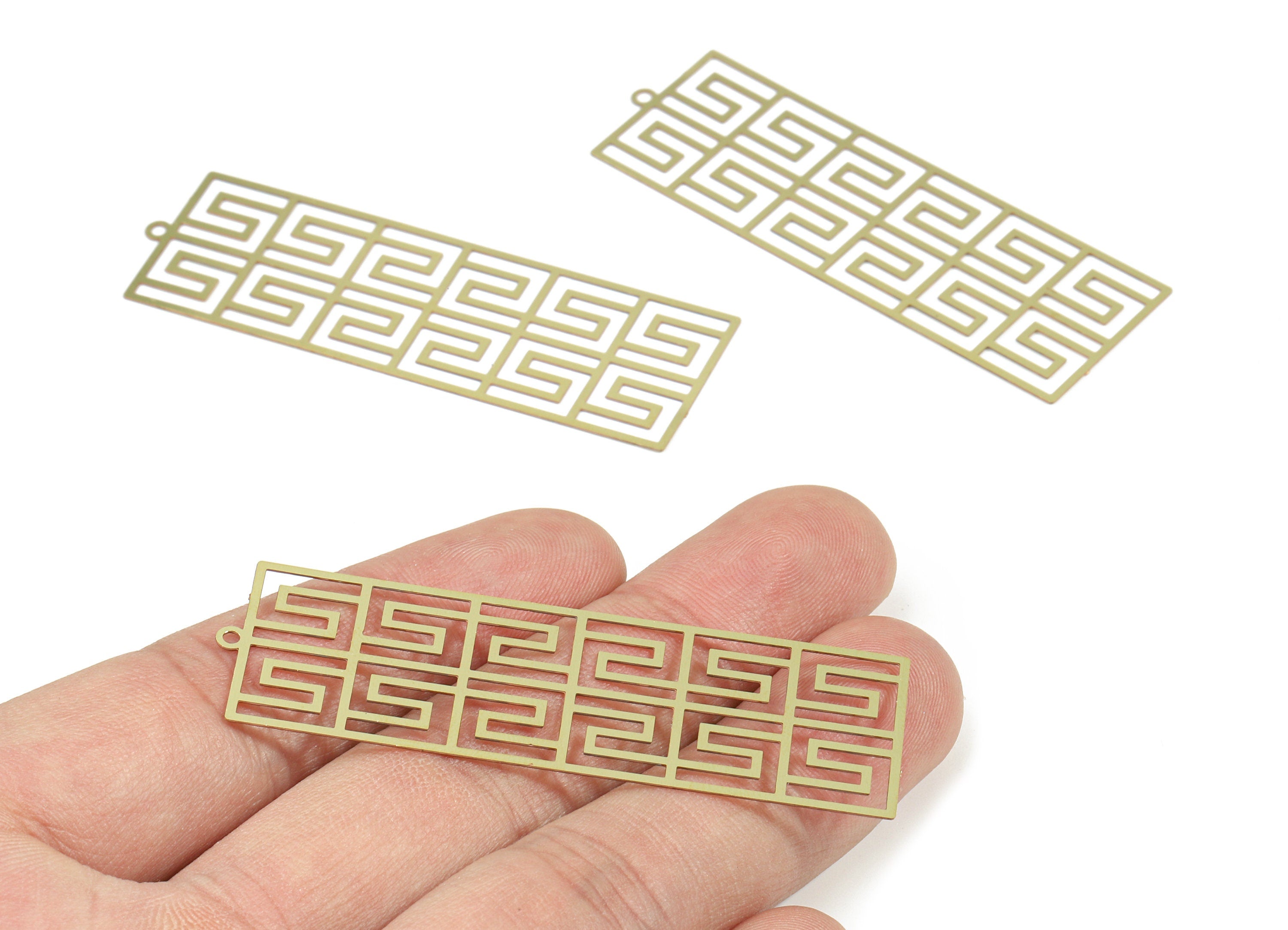 Raw Brass Rectangle Shaped Earring and Necklace Charms - Rectangle Necklace Findings - Jewelry Supplies - 62.5x20x0.3mm - JJB3662 - DOMEDBAZAAR